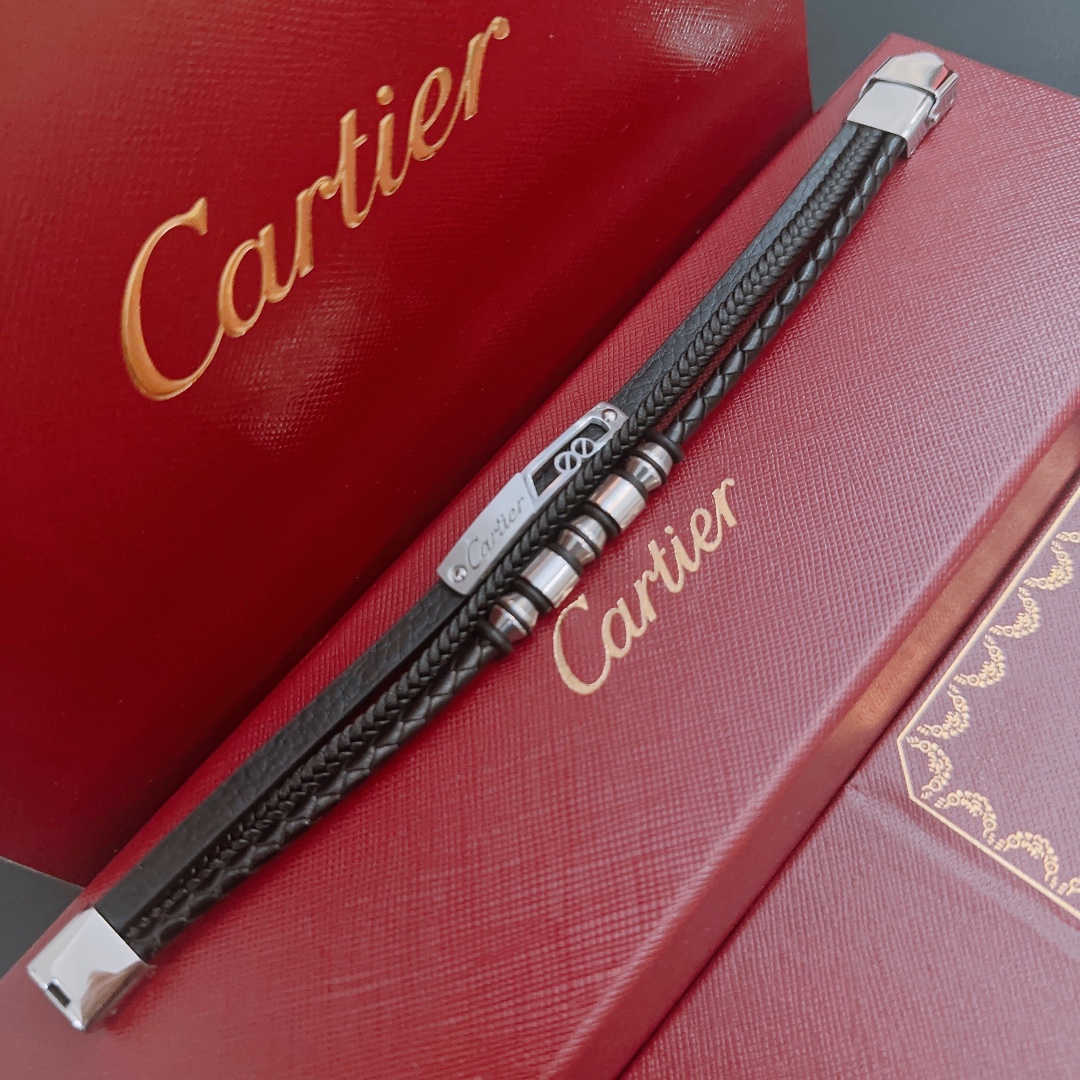Cartier Joyas Pulsera Universal para hombres y mujeres Cuero de vaca Vintage Cadena