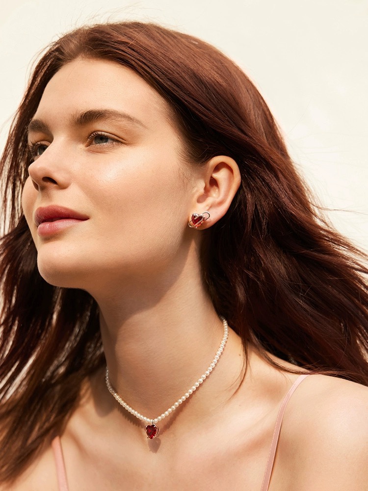 P65  HEFANG何方爱心回形针耳钉小众轻奢简约时尚耳环耳饰品送友ds925纯银材质