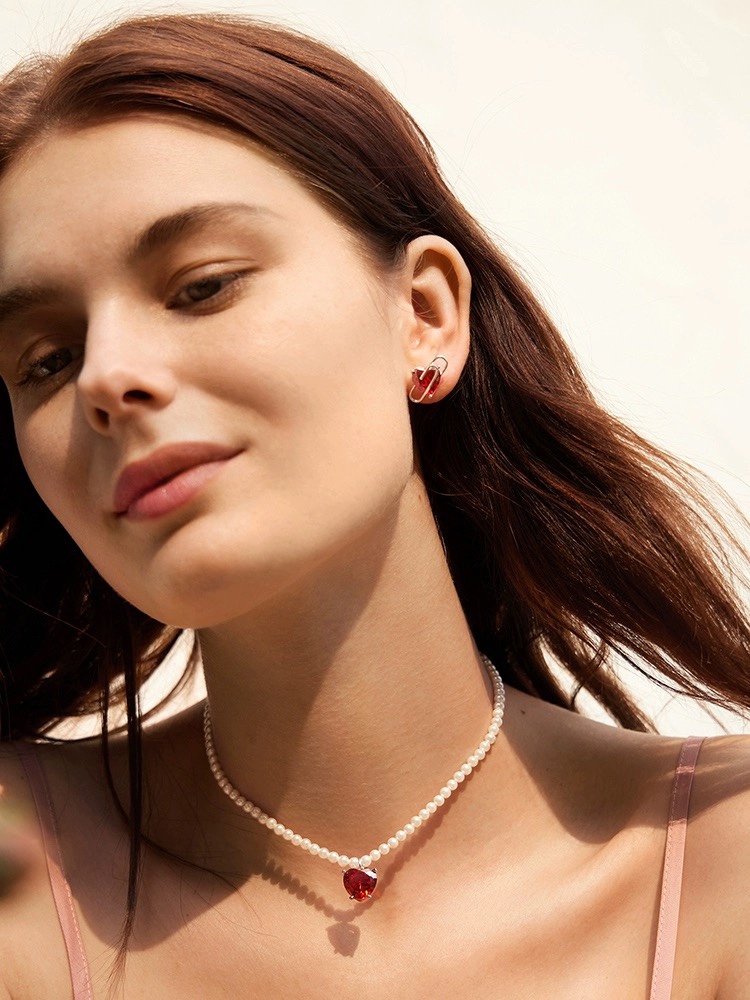 P65  HEFANG何方爱心回形针耳钉小众轻奢简约时尚耳环耳饰品送友ds925纯银材质