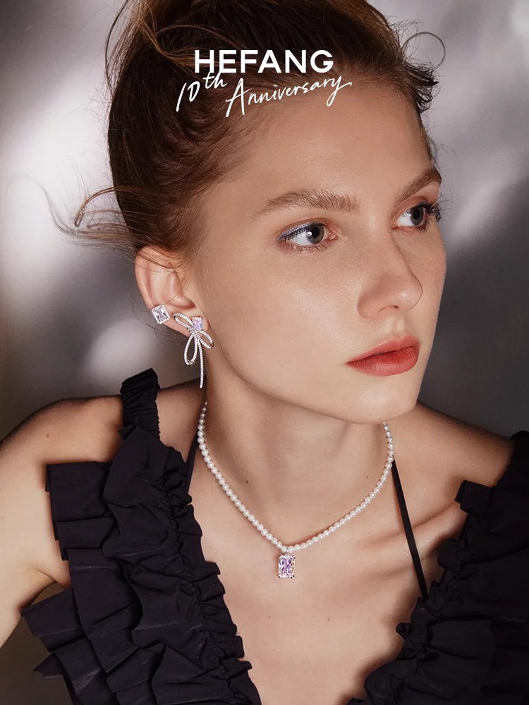 P60 HEFANG何方闪闪方糖耳钉轻奢高级感时尚设计闪耀璀璨耳环耳饰女925银材质