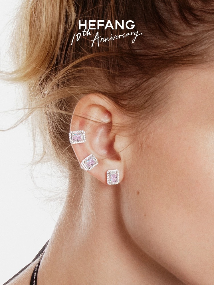 P60 HEFANG何方闪闪方糖耳钉轻奢高级感时尚设计闪耀璀璨耳环耳饰女925银材质
