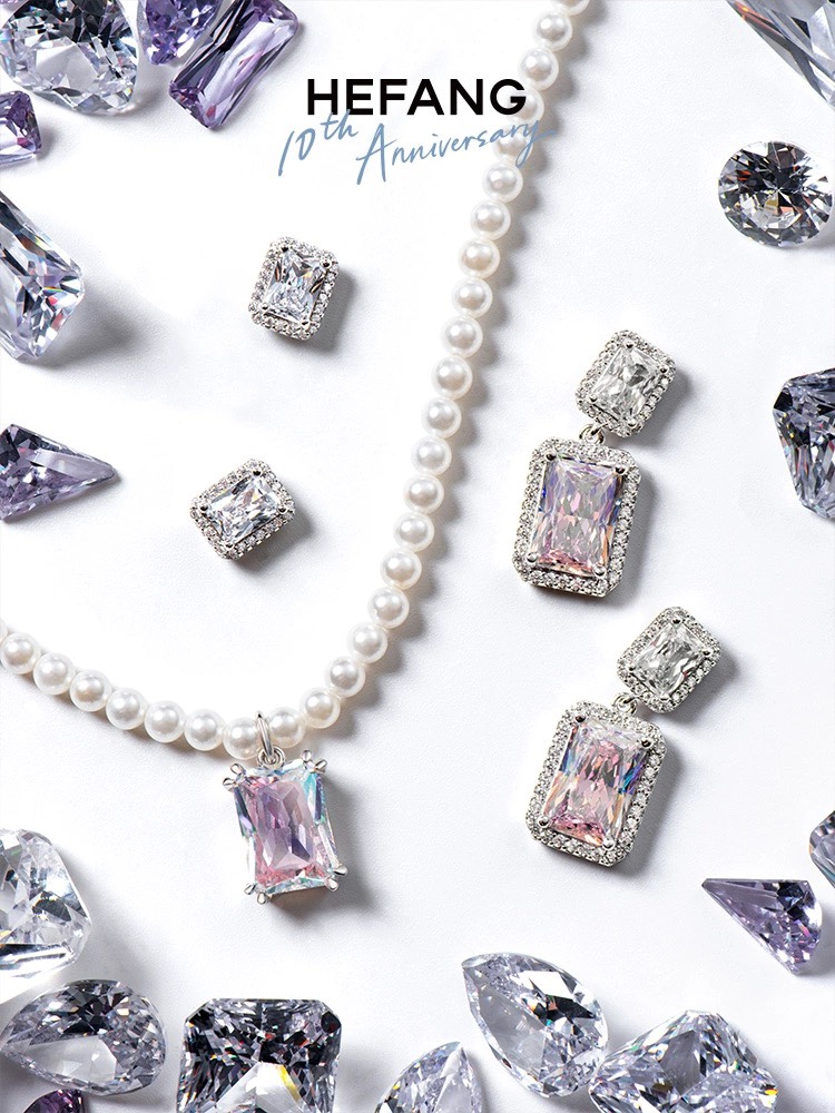 P80 HEFANG何方极光方糖耳环轻奢时尚高级优雅璀璨礼物耳钉耳饰耳坠女