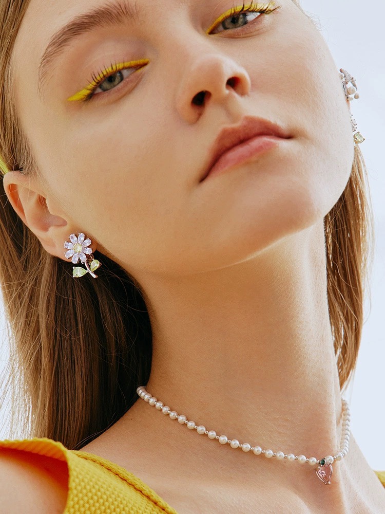 P70【轻奢珠宝】HEFANG何方珠宝小花花耳钉女设计感耳环耳夹耳饰