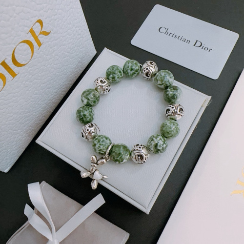 DIOR Agate Beaded Bracelet, Sterling Silver Accents, Balloon Dog Charm 1 DIOR Agate Beaded Bracelet, Sterling Silver Accents, Balloon Dog Charm