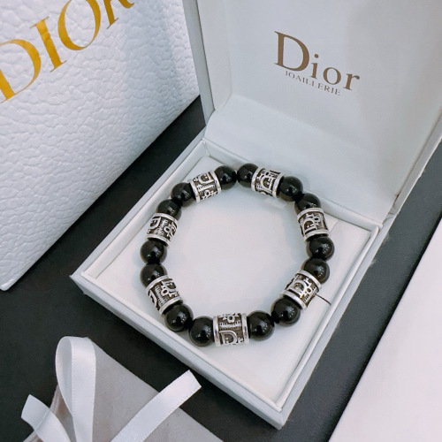 DIOR Agate Beaded Bracelet, Vintage Style, Unisex, Silver Hardware 1 DIOR Agate Beaded Bracelet, Vintage Style, Unisex, Silver Hardware