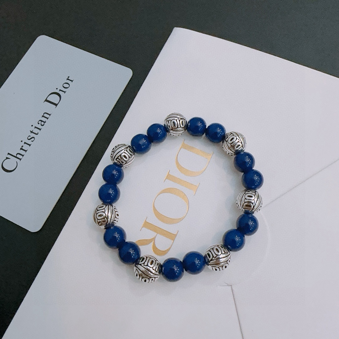 DIOR-Inspired Beaded Bracelet with Silver Accents, Unisex Retro Style 5 i1751032451255 1925 0 3