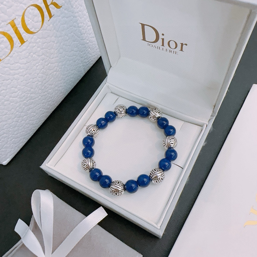 DIOR-Inspired Beaded Bracelet with Silver Accents, Unisex Retro Style 6 i1751032451255 5146 0 4