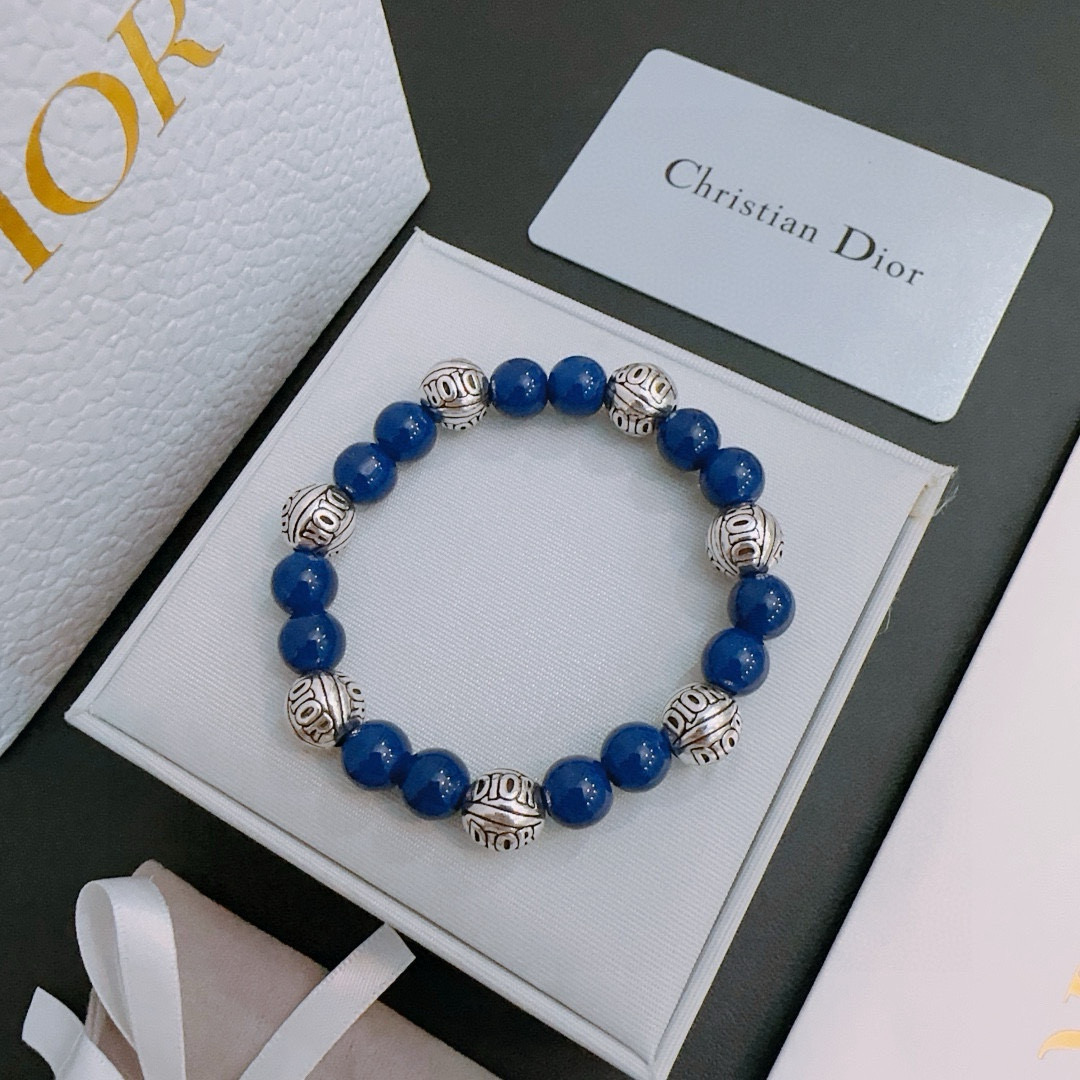 DIOR-Inspired Beaded Bracelet with Silver Accents, Unisex Retro Style 8 i1751032451255 6045 0 6