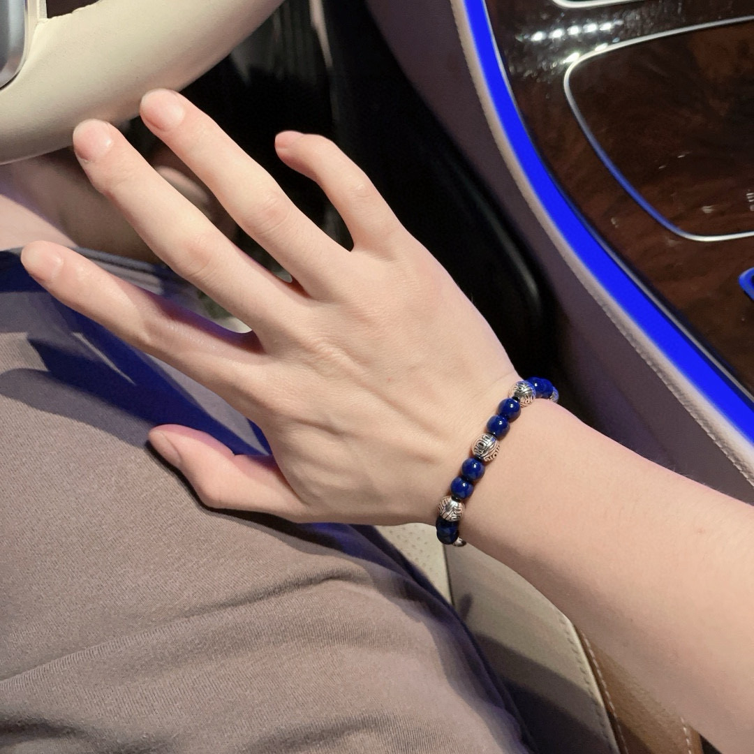 DIOR-Inspired Beaded Bracelet with Silver Accents, Unisex Retro Style 4 i1751032451823 6822 0 2