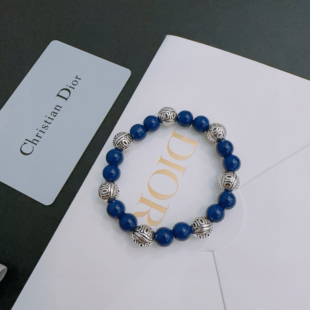 DIOR-Inspired Beaded Bracelet with Silver Accents, Unisex Retro Style 2 i1751032451825 6648 0 0