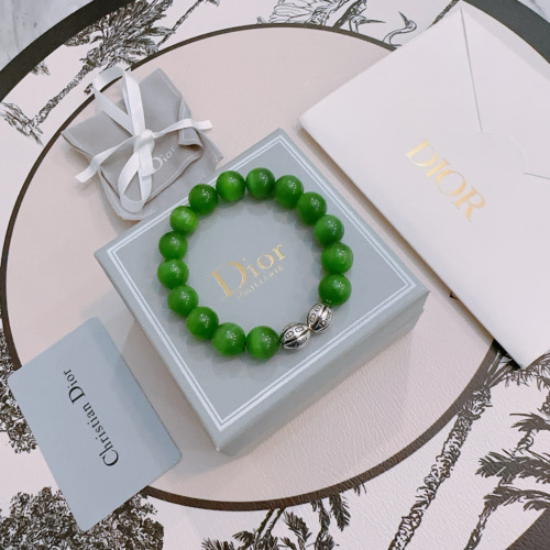 DIOR Green Agate Beaded Bracelet, Silver Accent, Trendy Unisex Jewelry 1 DIOR Green Agate Beaded Bracelet, Silver Accent, Trendy Unisex Jewelry