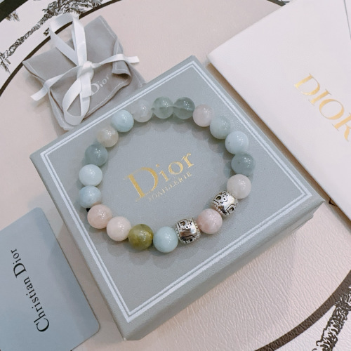 DIOR Agate Beaded Bracelet, Silver Accents, Unisex, Retro Style 1 DIOR Agate Beaded Bracelet, Silver Accents, Unisex, Retro Style