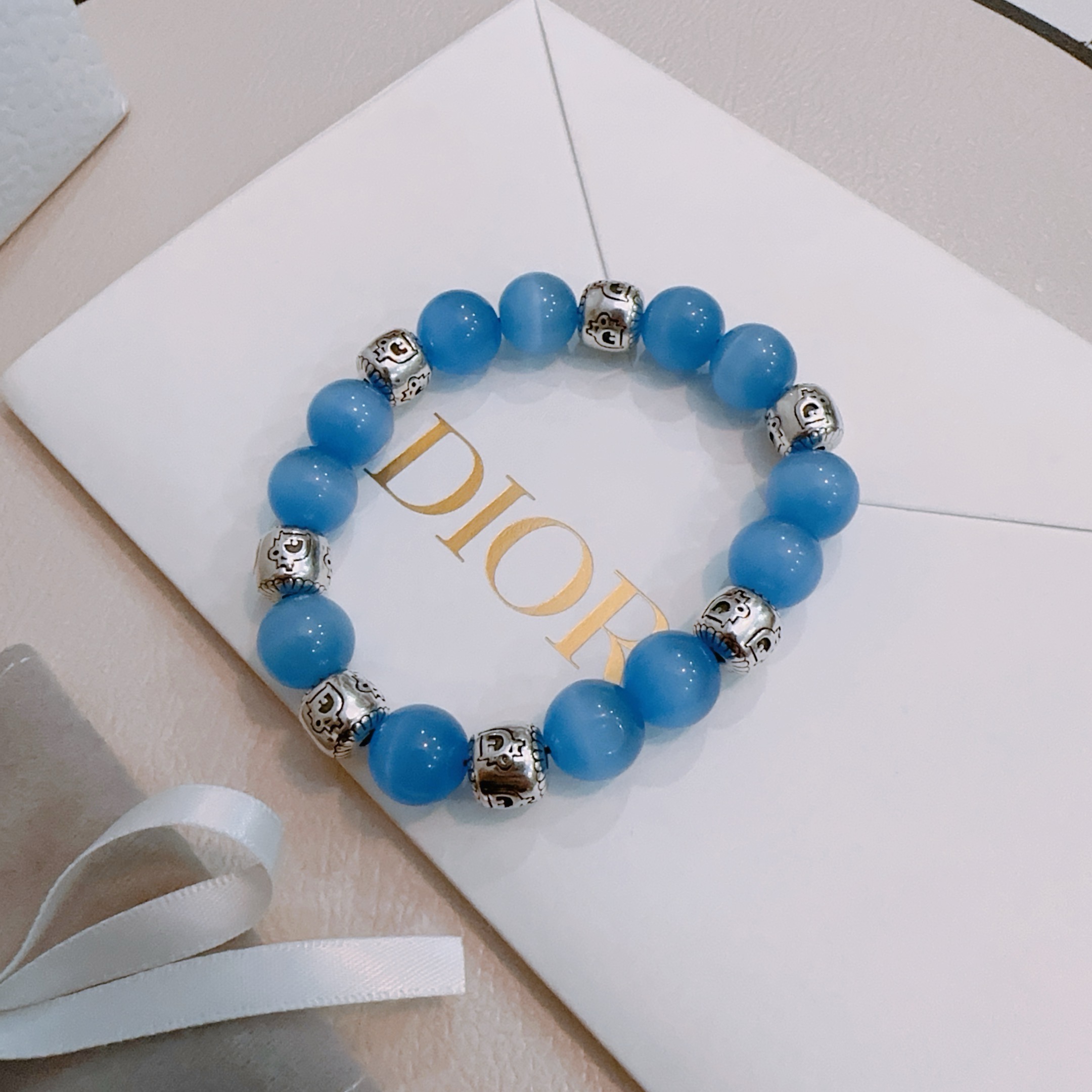   专柜精工版本 DIOR迪奥 多元素天然石玛瑙泰银风格手链 权志龙明星同款 复古做旧风 原版复刻 纯手