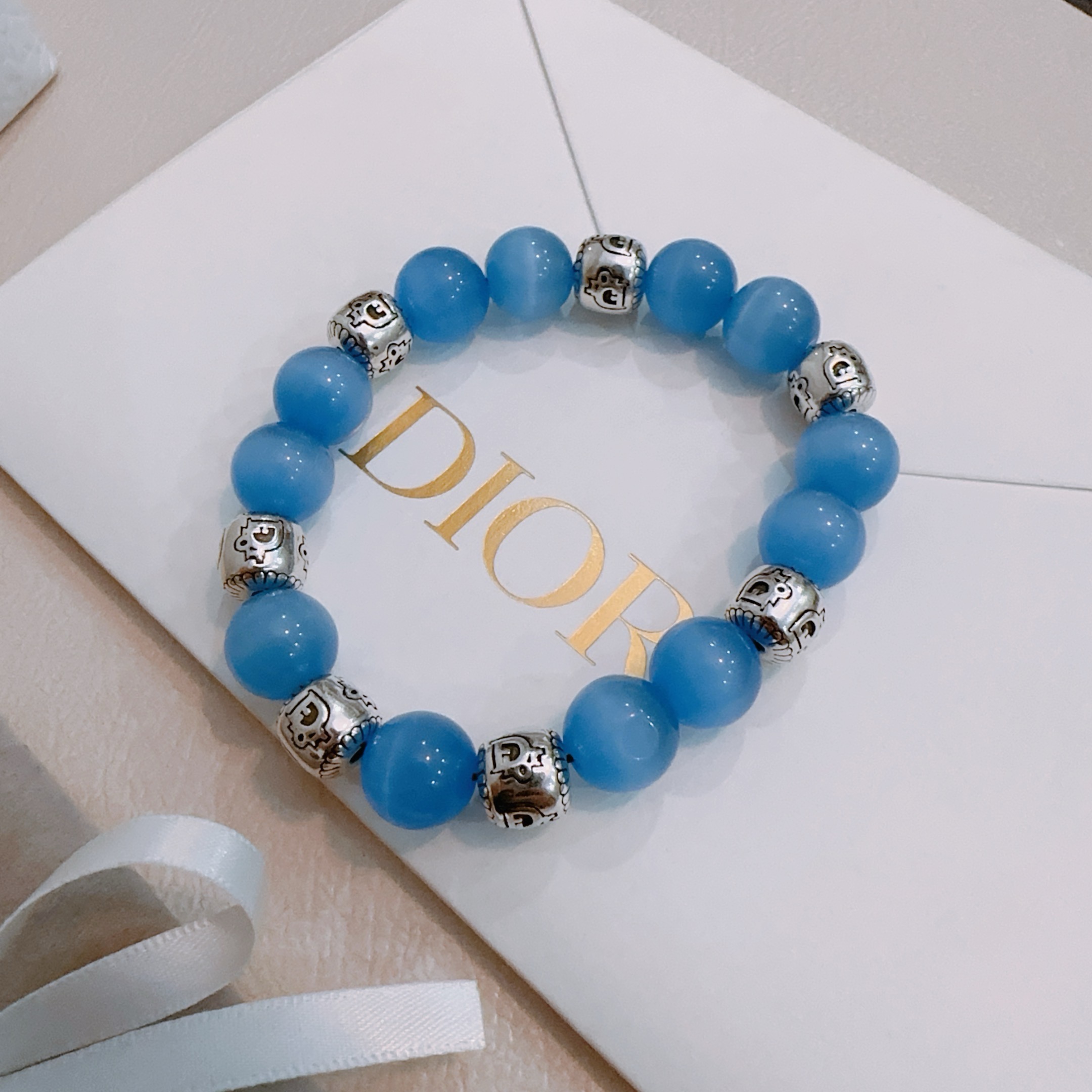   专柜精工版本 DIOR迪奥 多元素天然石玛瑙泰银风格手链 权志龙明星同款 复古做旧风 原版复刻 纯手