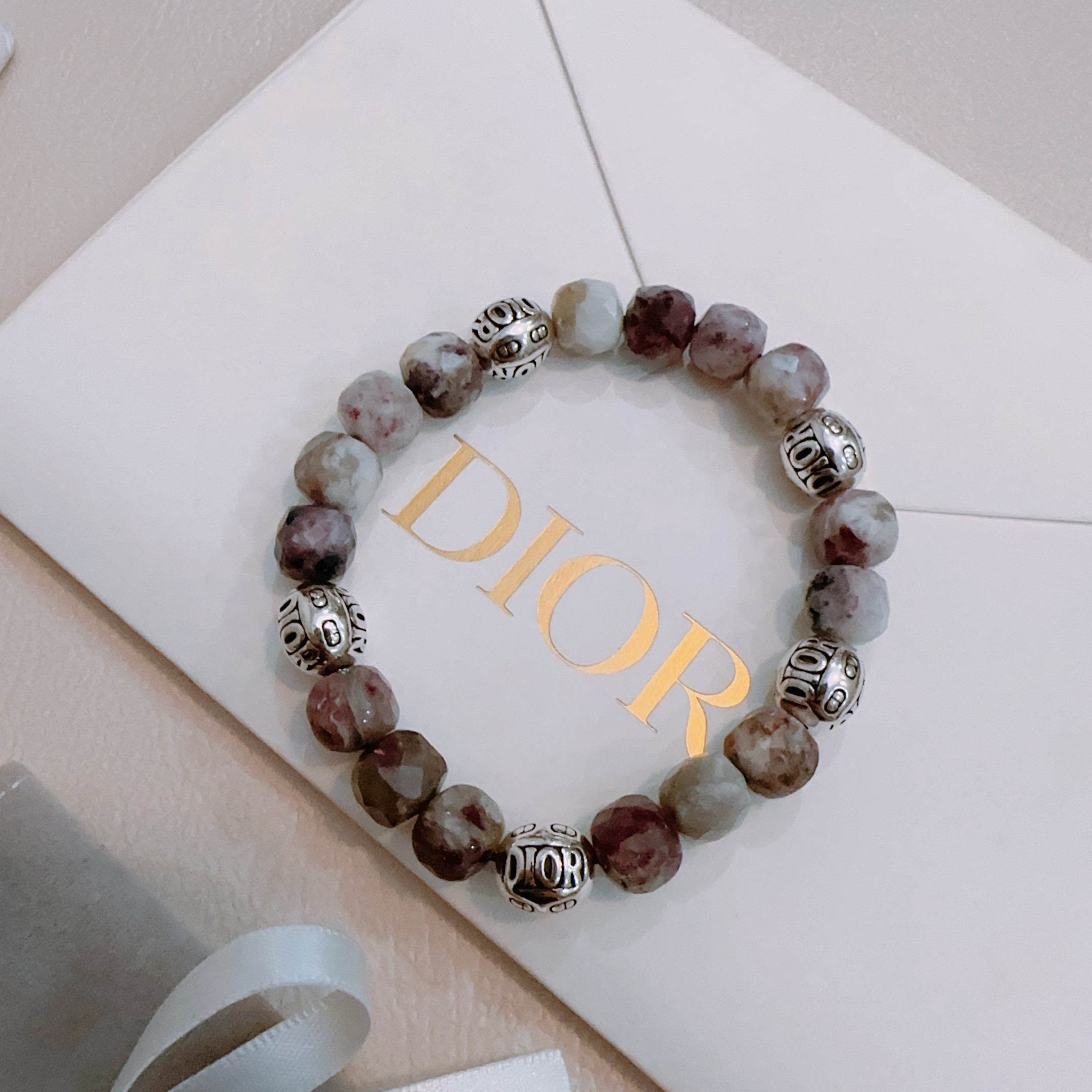   专柜精工版本 DIOR迪奥 多元素天然石玛瑙泰银风格手链 权志龙明星同款 复古做旧风 原版复刻 纯手