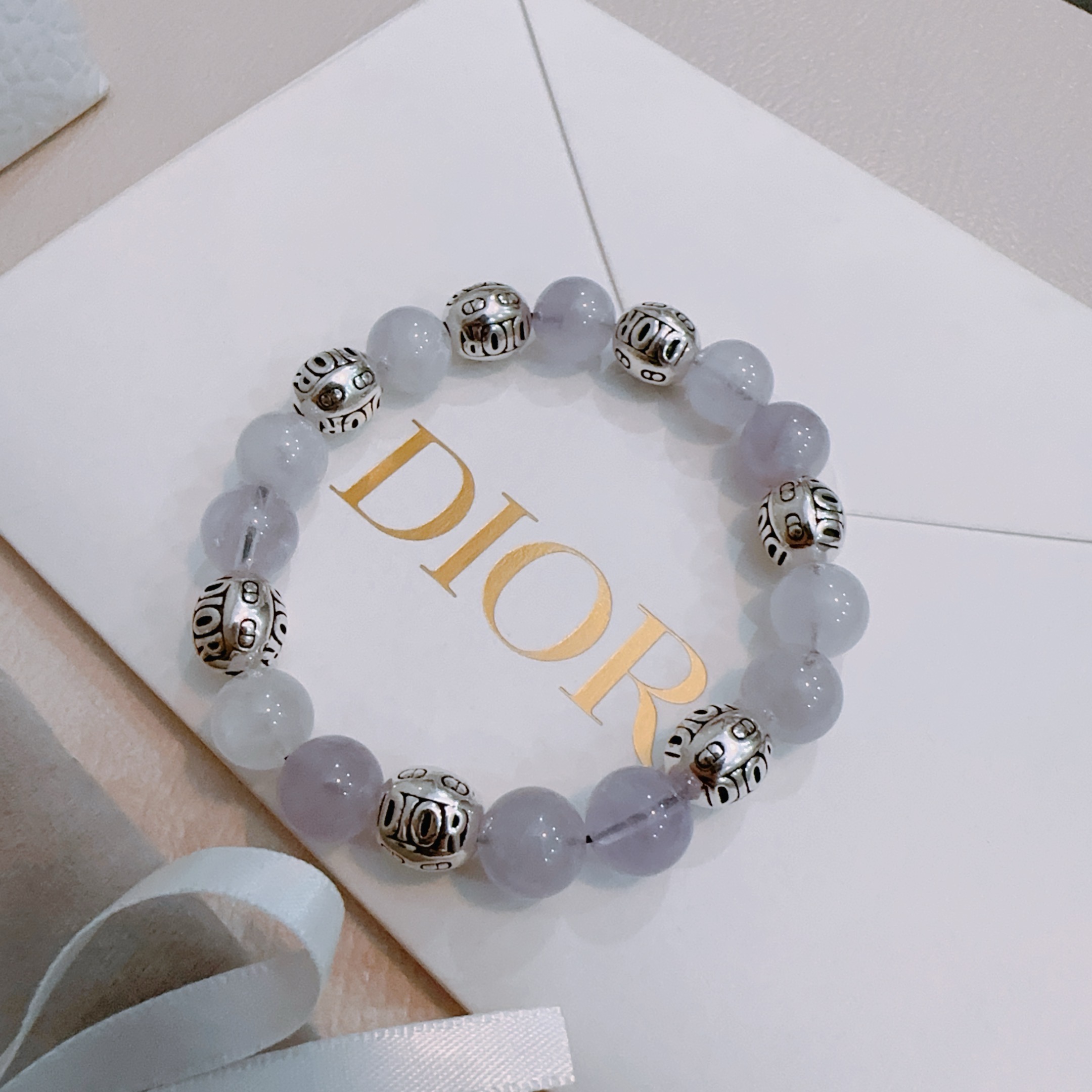   专柜精工版本 DIOR迪奥 多元素天然石玛瑙泰银风格手链 权志龙明星同款 复古做旧风 原版复刻 纯手