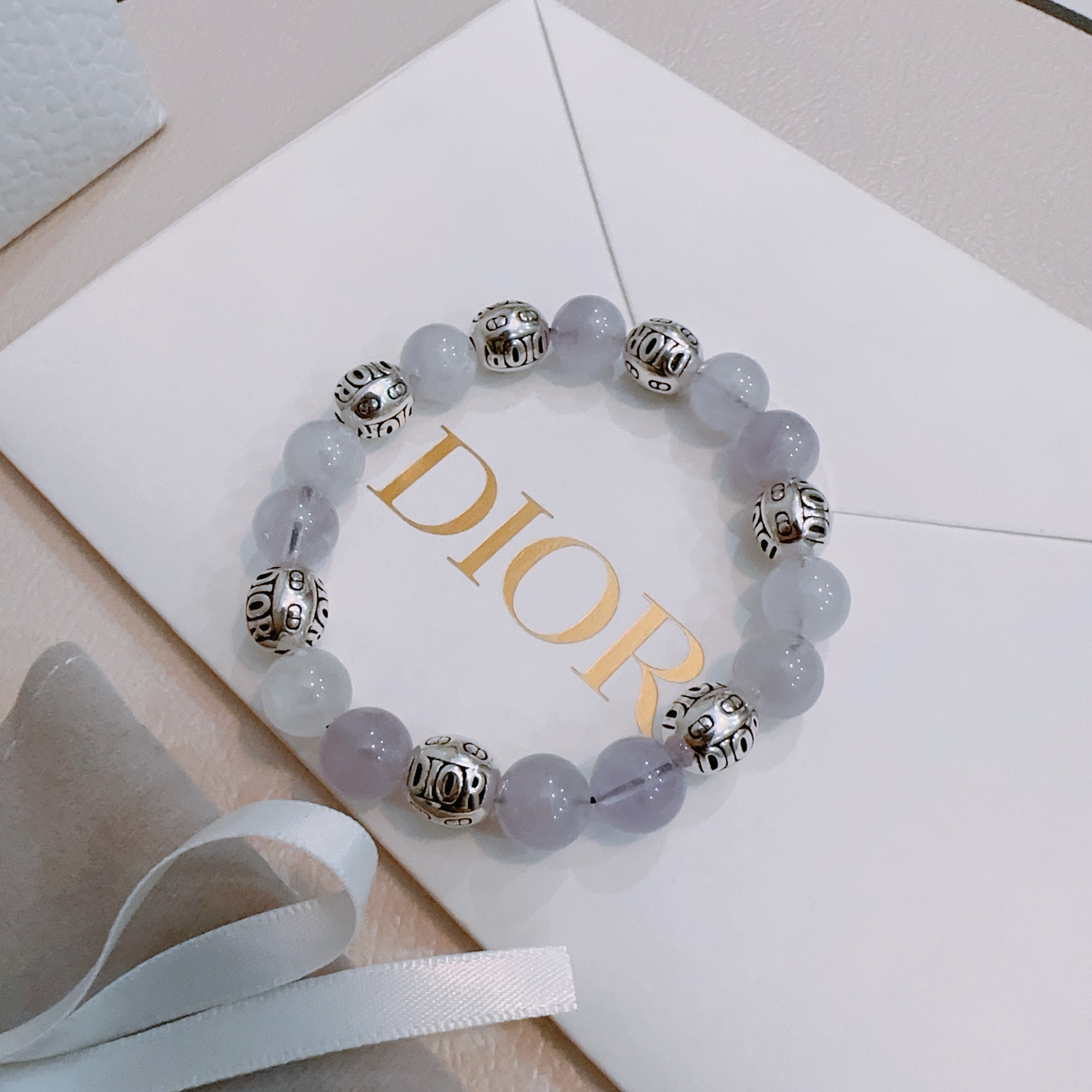   专柜精工版本 DIOR迪奥 多元素天然石玛瑙泰银风格手链 权志龙明星同款 复古做旧风 原版复刻 纯手