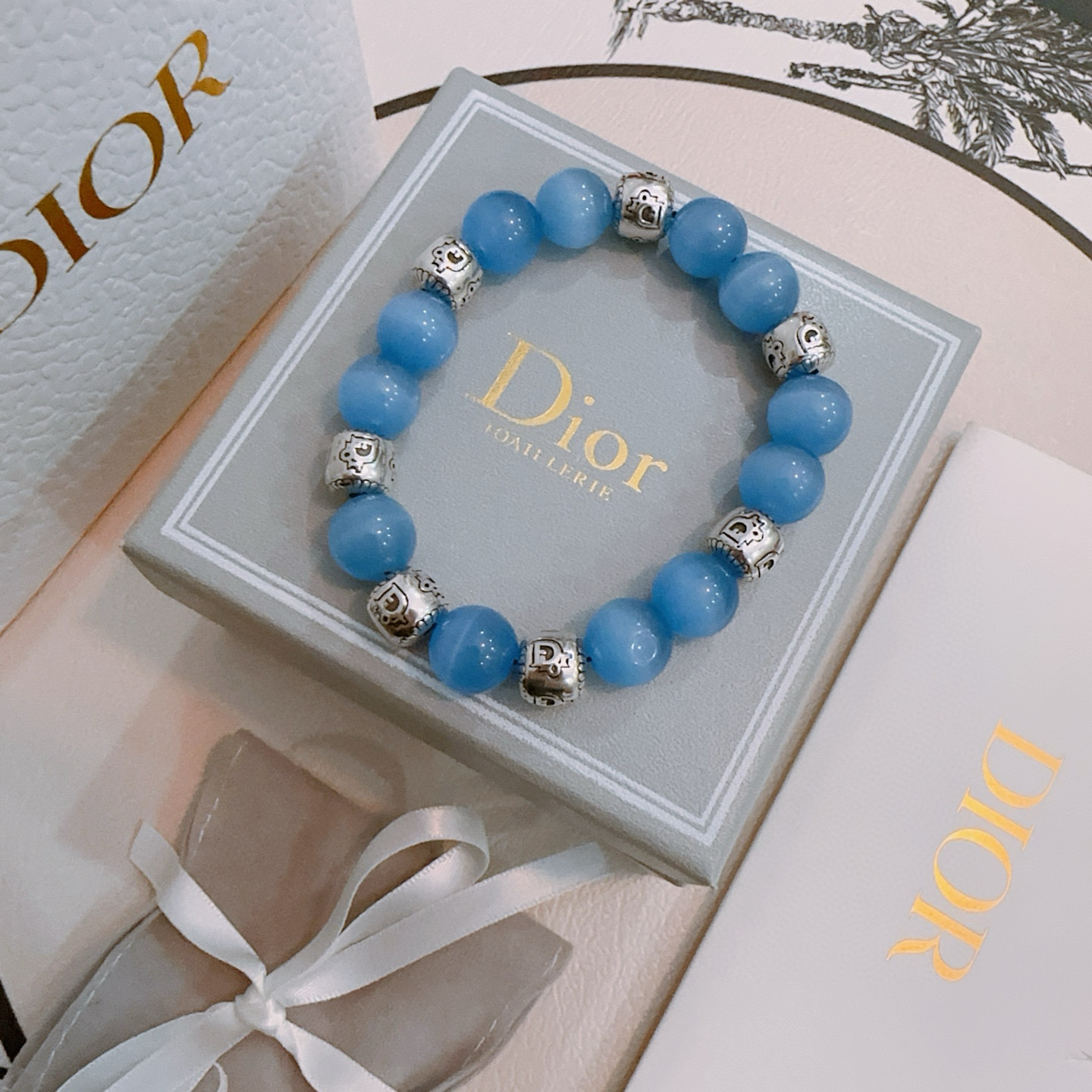   专柜精工版本 DIOR迪奥 多元素天然石玛瑙泰银风格手链 权志龙明星同款 复古做旧风 原版复刻 纯手