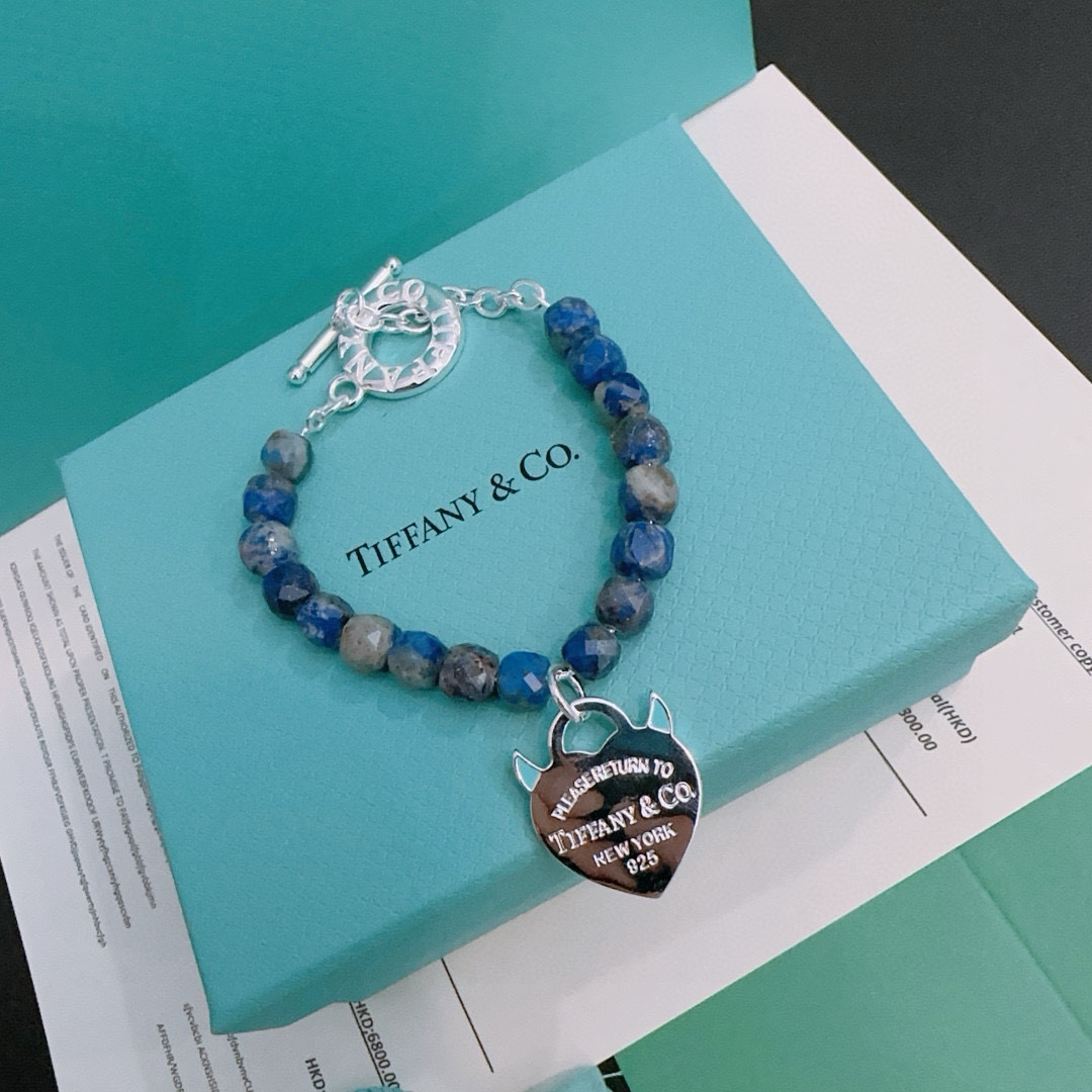   蒂芙尼🩵 TIFFNY&CO. 专柜精工版本  多元素玛瑙银风格手链 权志龙明星同款 复古做旧风 原