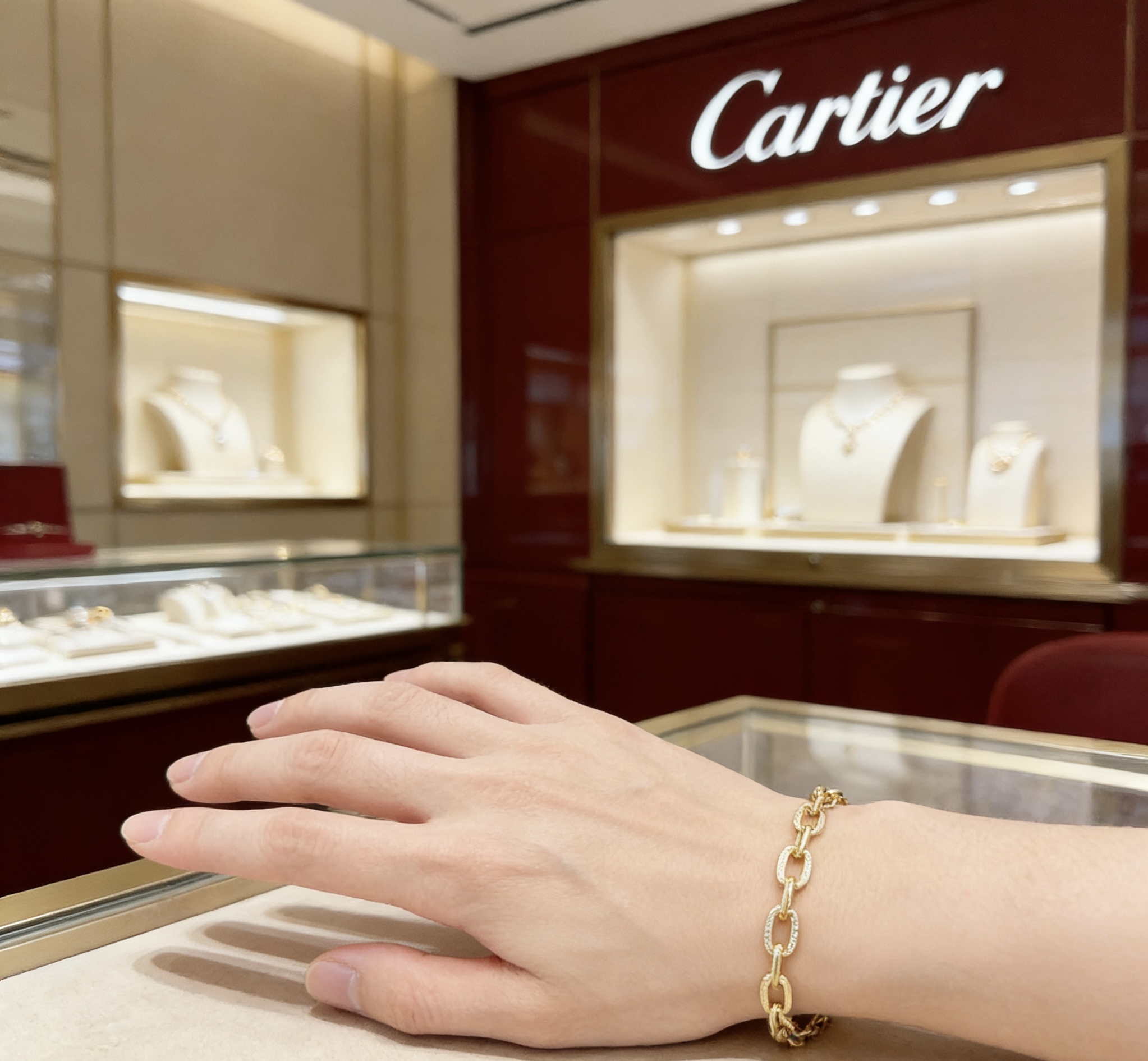 Cartier 新款带钻卡地亚手链V金材质系列 品相完美 细节无敌 那种独特的色泽完全无可挑剔 再缀以 指环外形设计