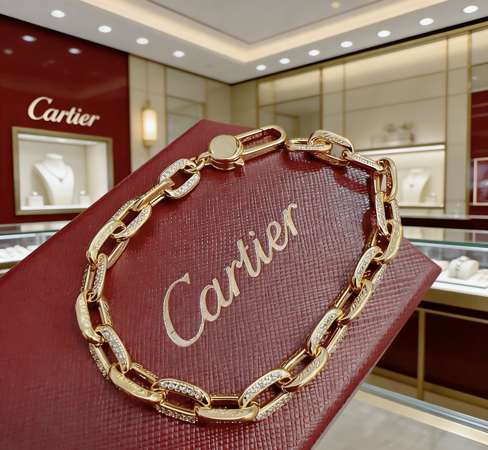 Cartier 新款带钻卡地亚手链V金材质系列 品相完美 细节无敌 那种独特的色泽完全无可挑剔 再缀以 指环外形设计