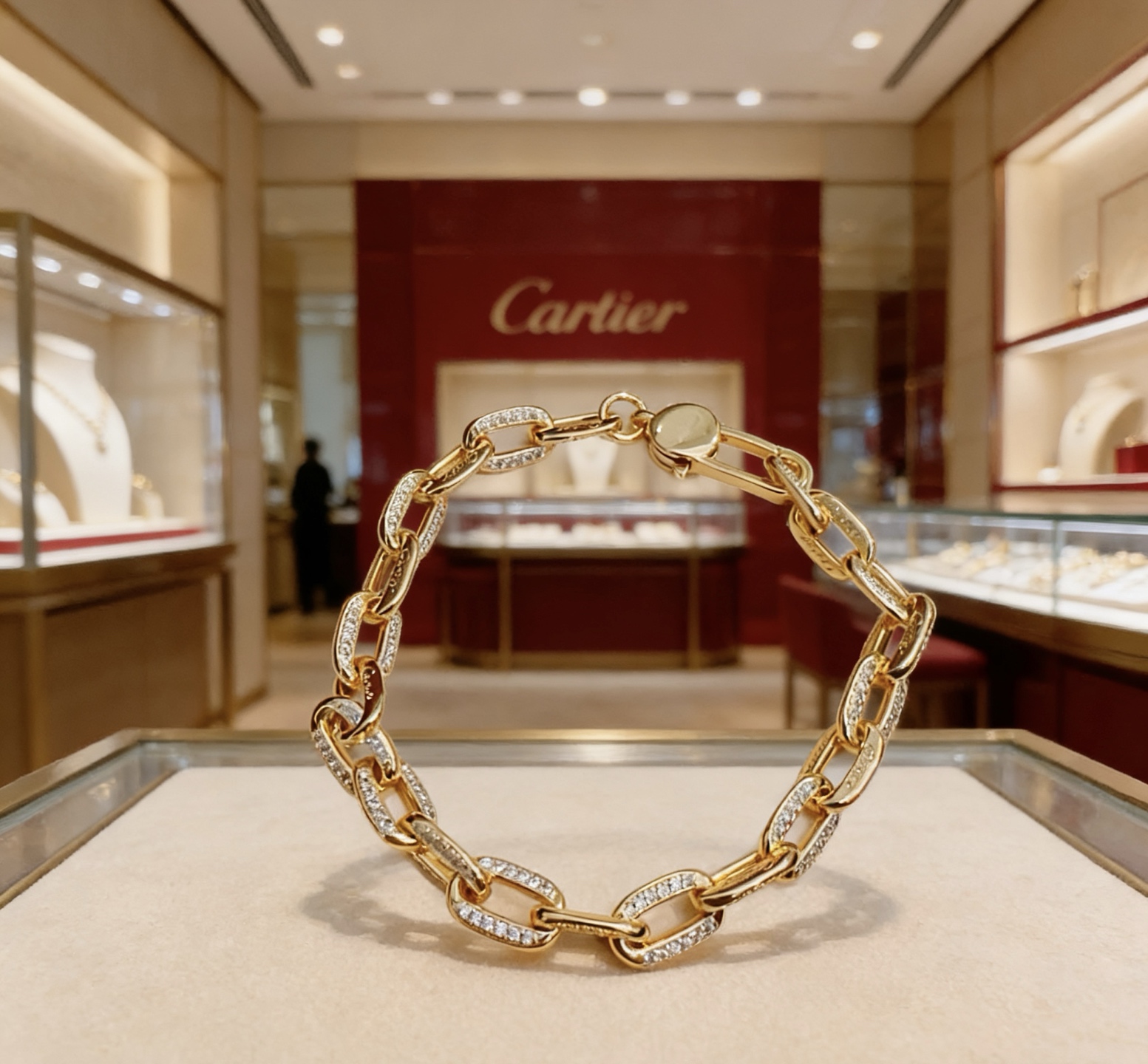 Cartier 新款带钻卡地亚手链V金材质系列 品相完美 细节无敌 那种独特的色泽完全无可挑剔 再缀以 指环外形设计