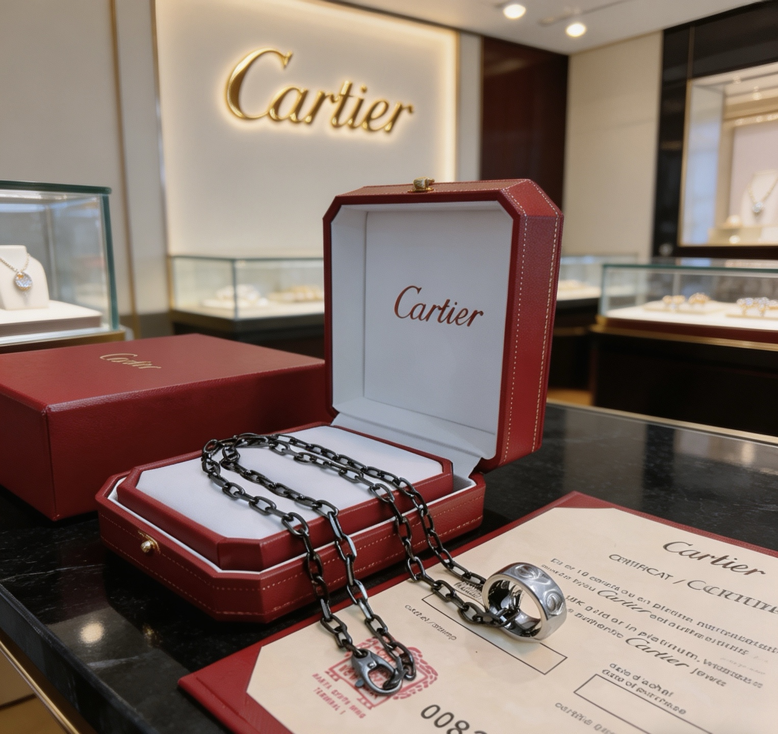 Cartier 新款带钻卡地亚项链V金材质系列 品相完美 细节无敌 那种独特的色泽完全无可挑剔 再缀以 指环外形设计