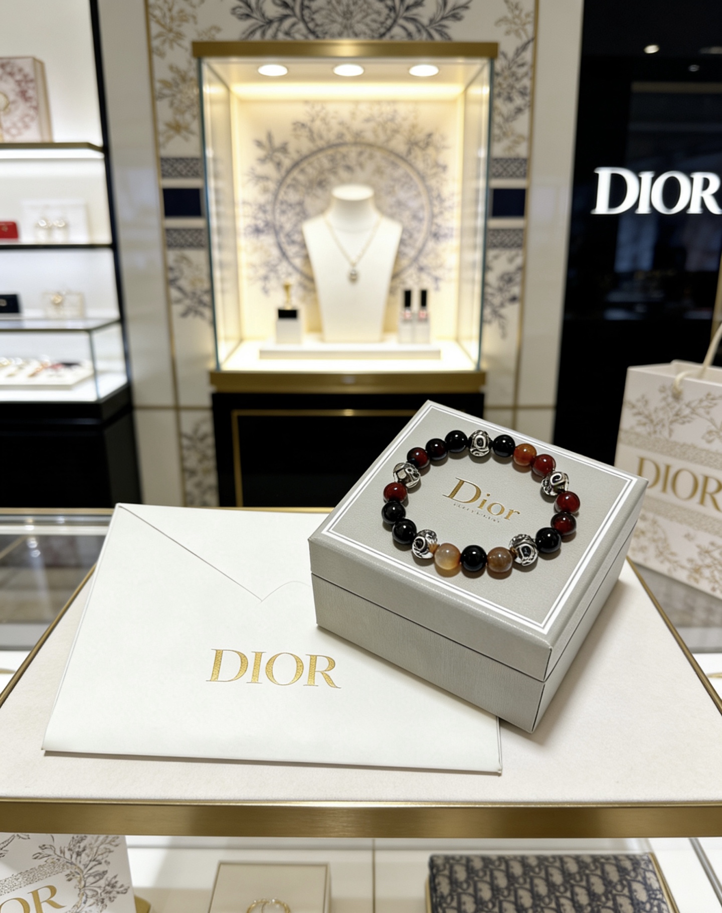 Dior 精工版本 DIOR迪奥 多元素玛瑙泰银风格手链