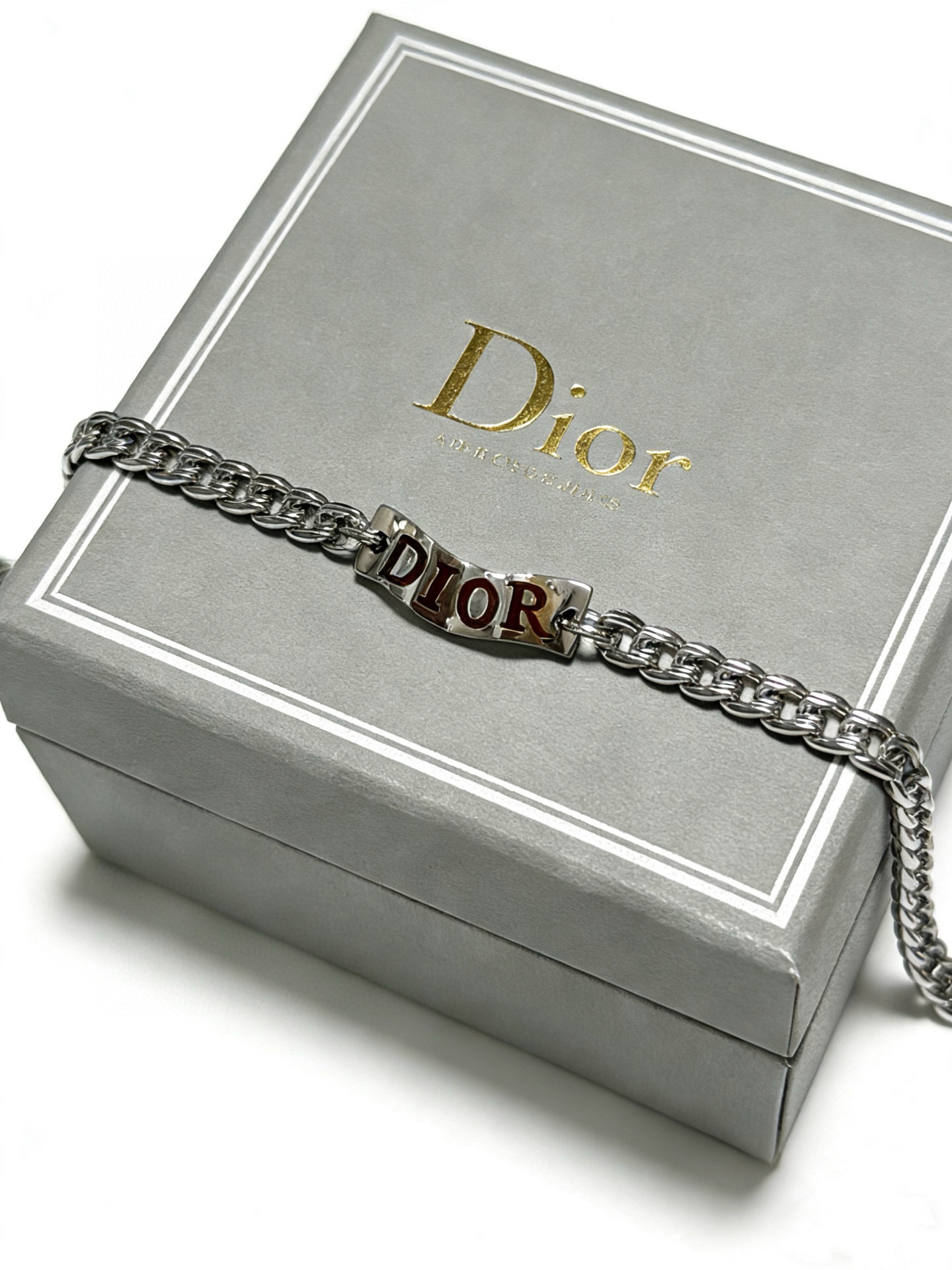 Dior DIOR新款 高品质迪奥项链 新款开模 潮流 男女均可佩戴 同款 摇滚朋克泰银风格 元素 潮流百搭 项链最新款链条档次更高明星 款手链古巴链系列 银项链