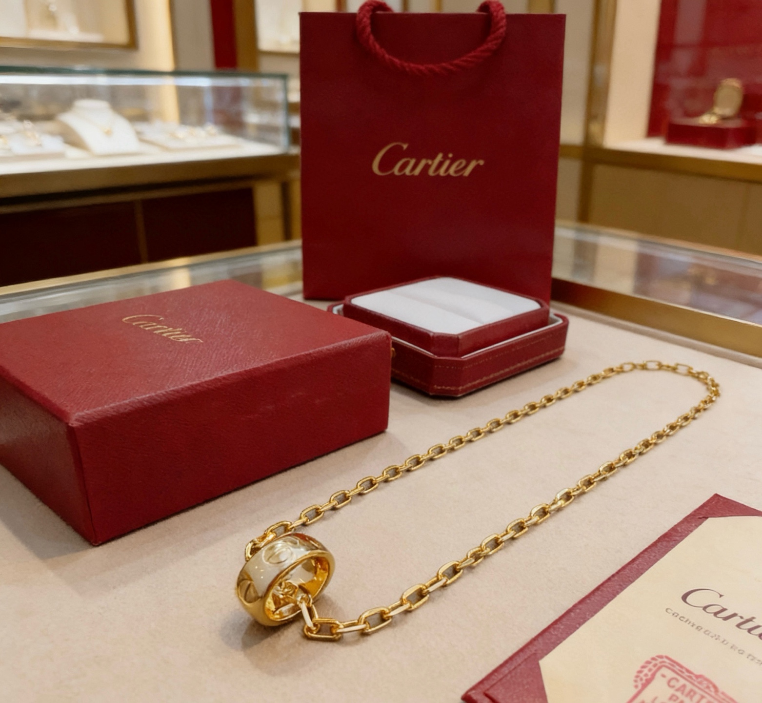 Cartier 新款卡地亚项链V金材质系列 品相完美 细节无敌 那种独特的色泽完全无可挑剔 再缀以 指环外形设计