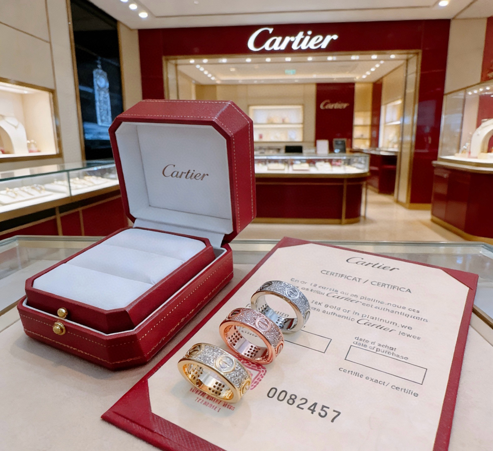 Cartier 新款带钻卡地亚戒指V金材质系列 品相完美 细节无敌 那种独特的色泽完全无可挑剔 再缀以 指环外形设计