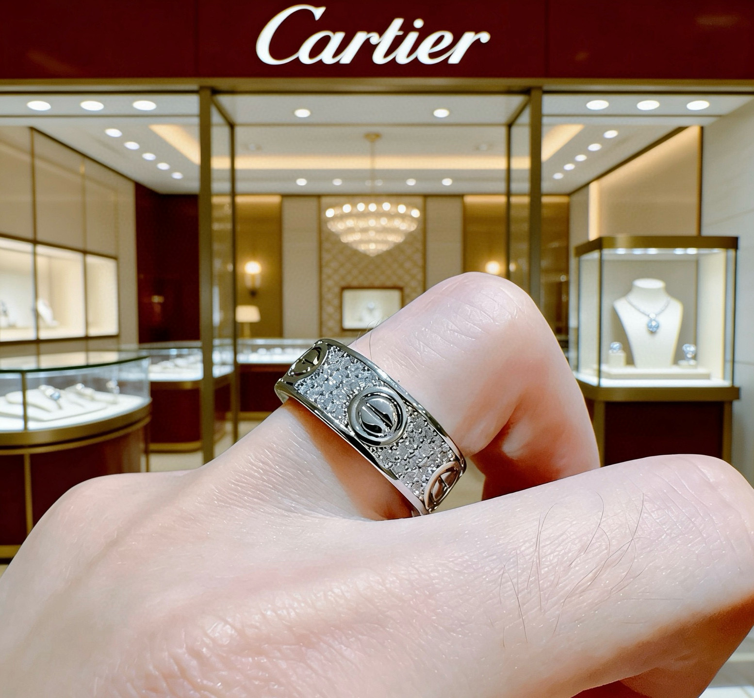 Cartier 新款带钻卡地亚戒指V金材质系列 品相完美 细节无敌 那种独特的色泽完全无可挑剔 再缀以 指环外形设计