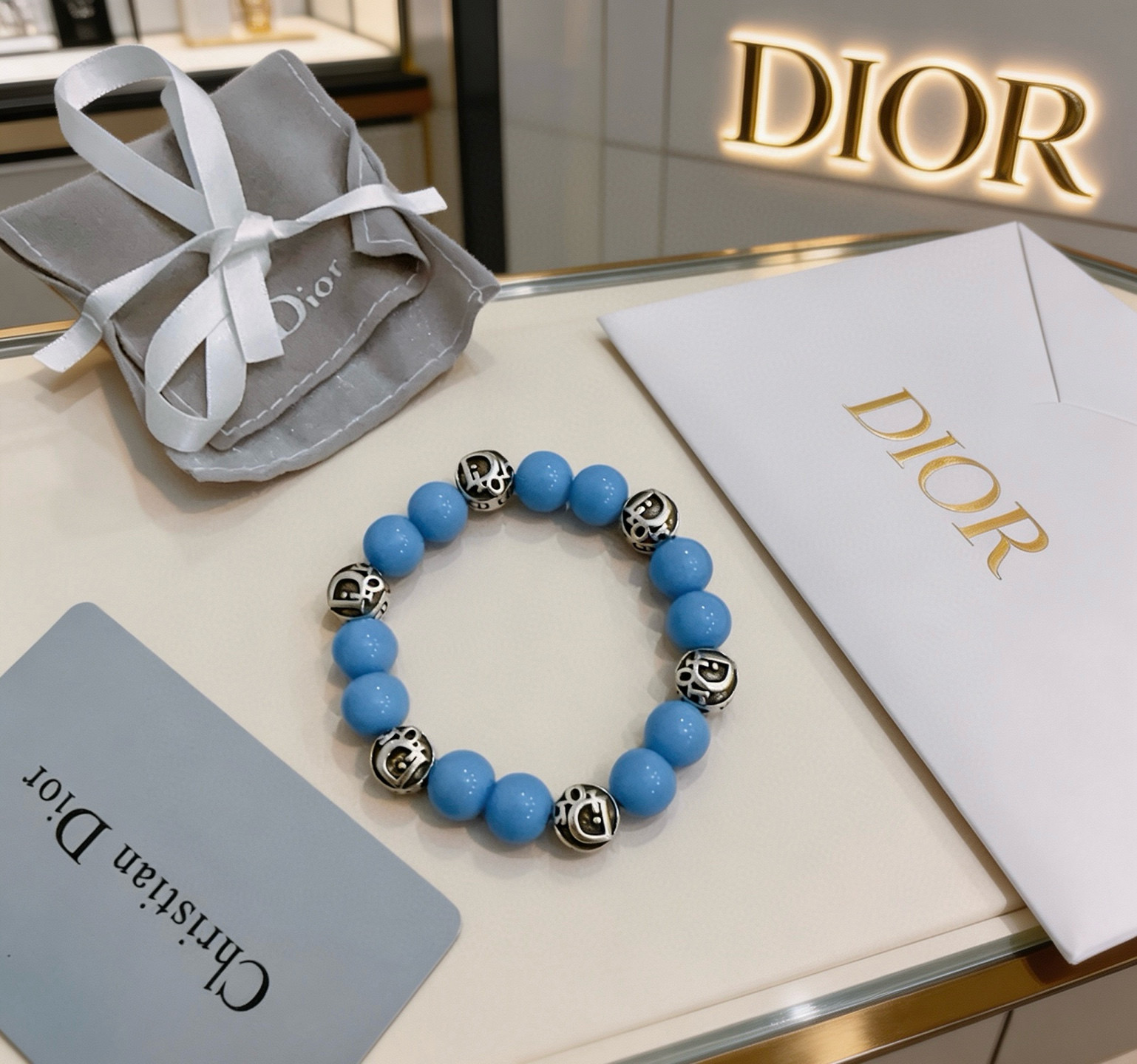 Dior 精工版本 DIOR迪奥 多元素玛瑙泰银风格手链