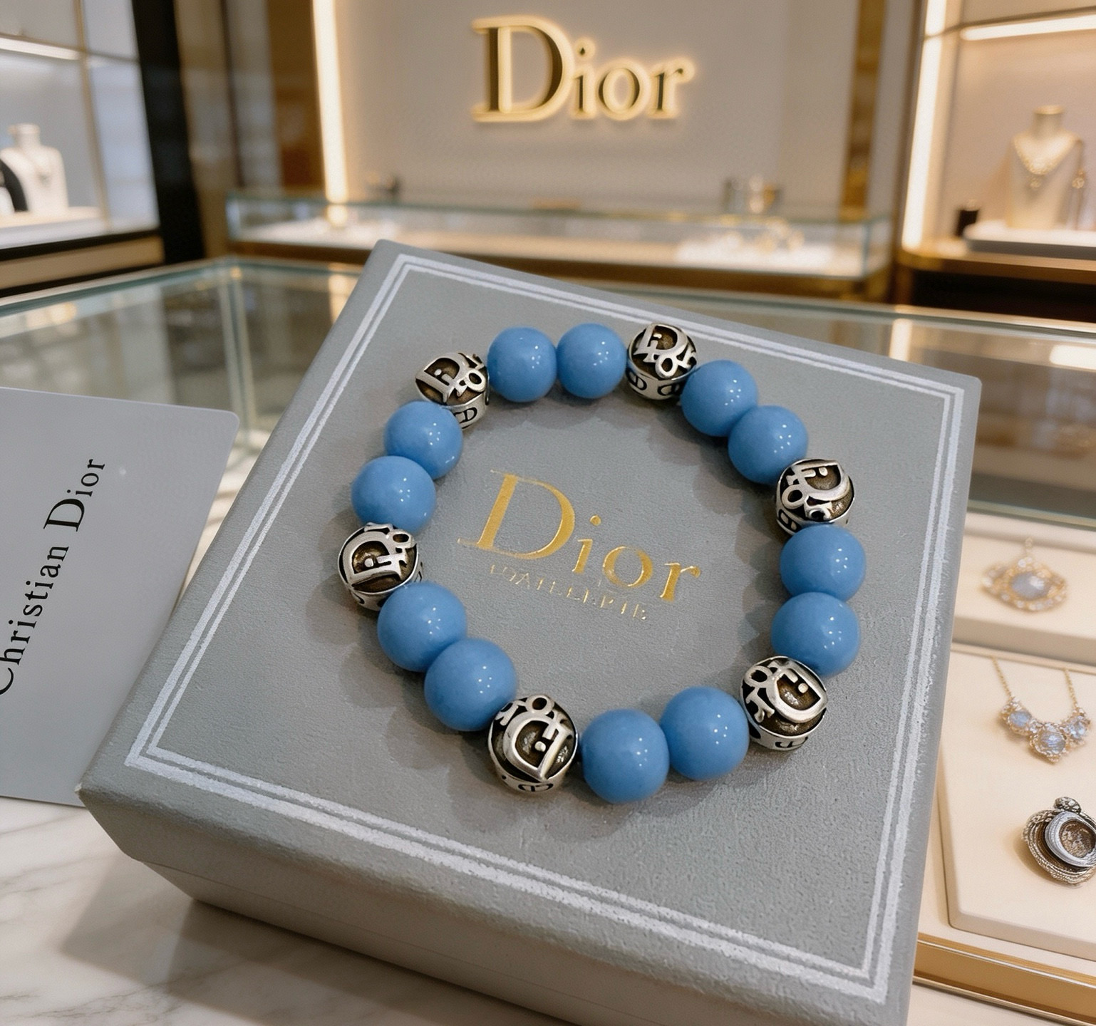 Dior 精工版本 DIOR迪奥 多元素玛瑙泰银风格手链