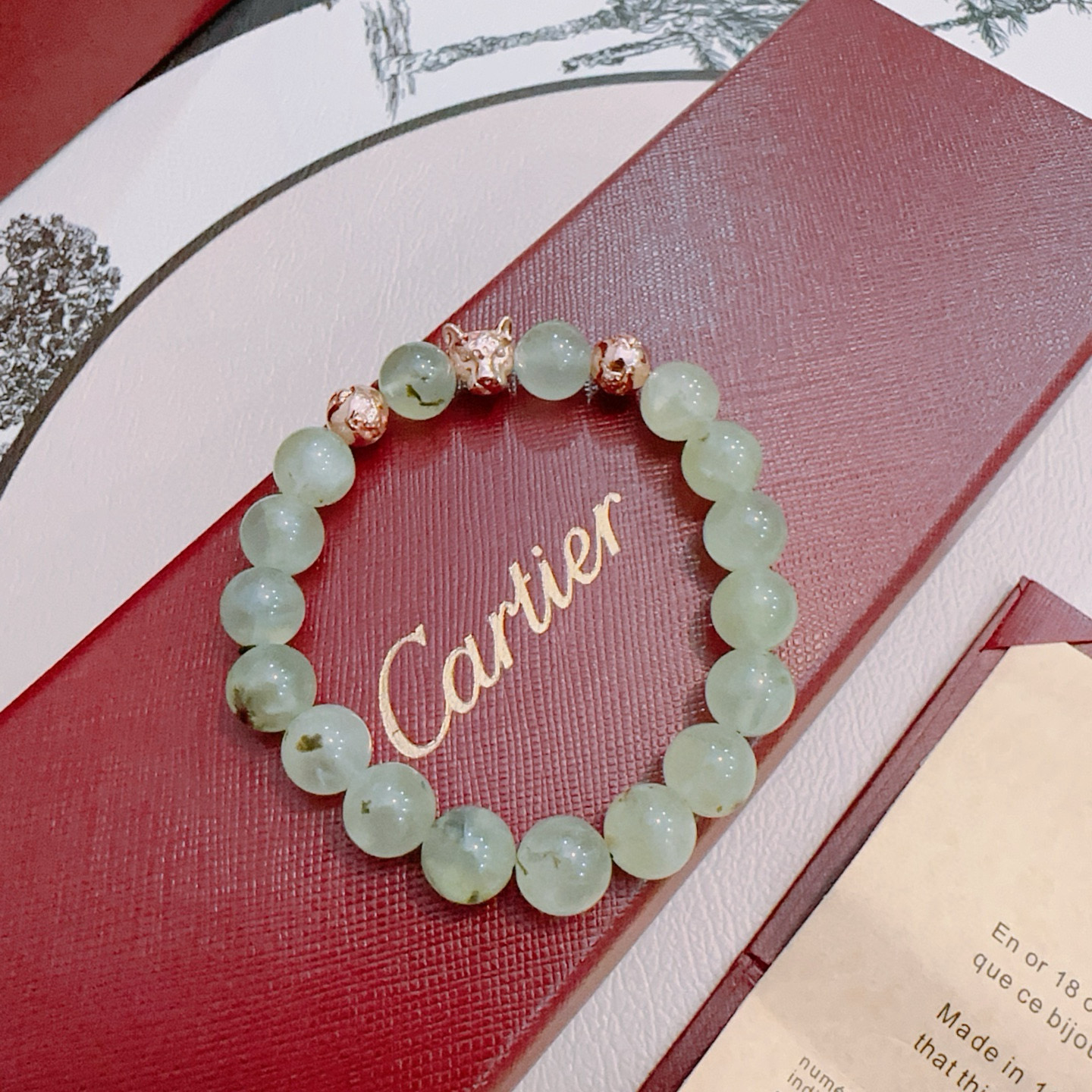 Cartier 新款卡地亚豹子玛瑙手链V金材质系列 品相完美 细节无敌 那种独特的色泽完全无可挑剔