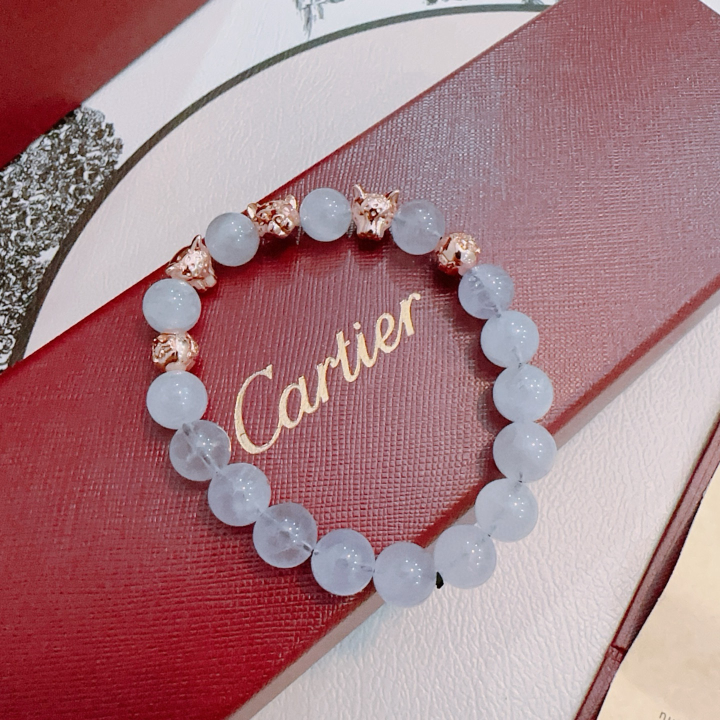 Cartier 新款卡地亚豹子玛瑙手链V金材质系列 品相完美 细节无敌 那种独特的色泽完全无可挑剔