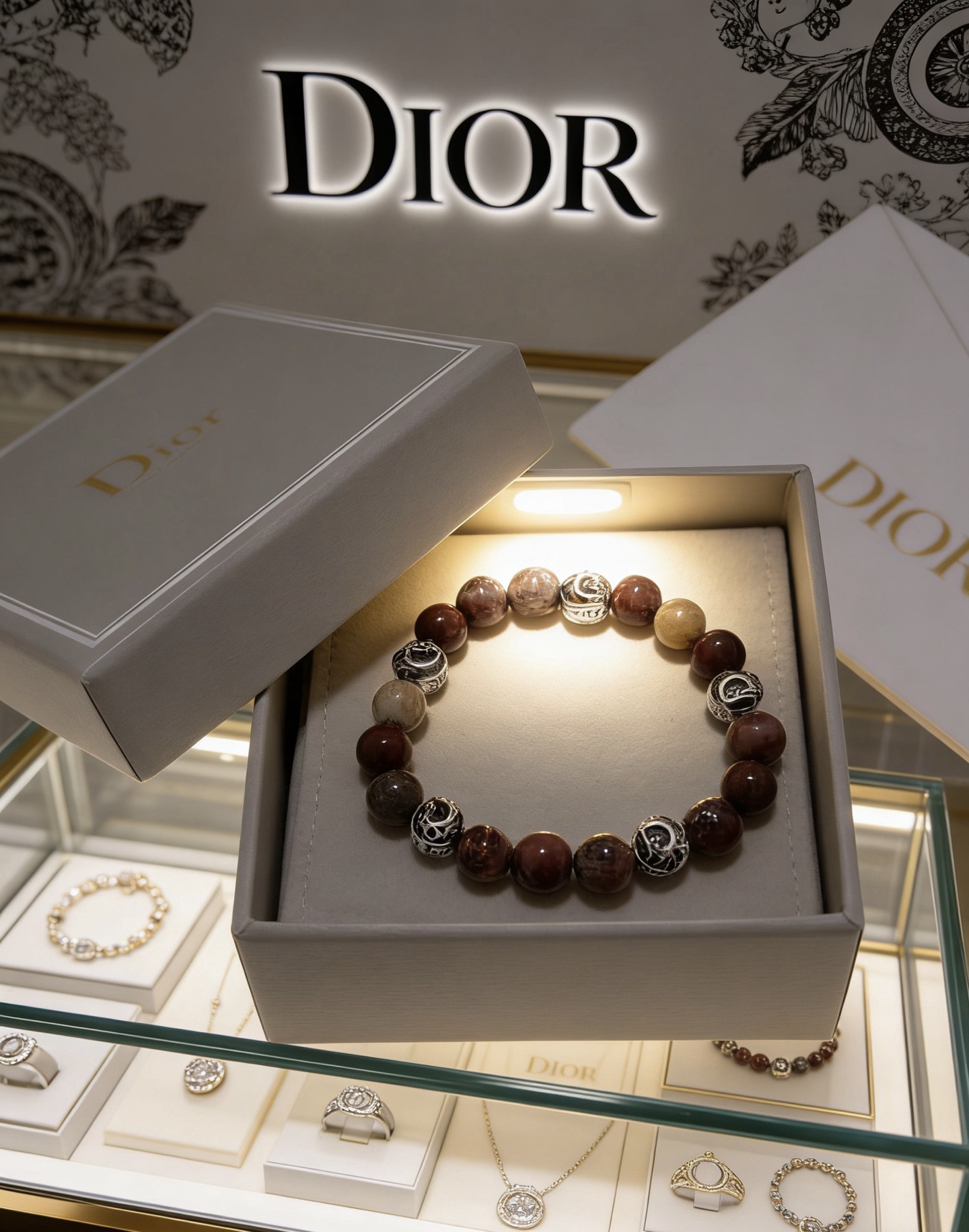 NO:766542,Counter Seiko version DIOR Dior multi-element agate Thai silver style bracelet. Same style as G-Dragon star. Retro style. Original replica. Purely handmade ~ Genuine open mold. Trendy and fashionable must-have. Can be worn by both men and women. Same style for couples. Rock punk Thai silver style. Retro elements. Trendy and versatile. Same style as official website, fine jewelry, dior, dior, bracelet.19860909专柜精工版本 DIOR迪奥 多元素玛瑙泰银风格手链 权志龙明星同款 复古做旧风 原版复刻 纯手工打造 ～正品开模潮流时尚必备 男女均可佩戴 情侣款同款 摇滚朋克泰银风格 复古元素 潮流百搭 官网同款,饰品精品,dior,dior,bracelet,Jewelry