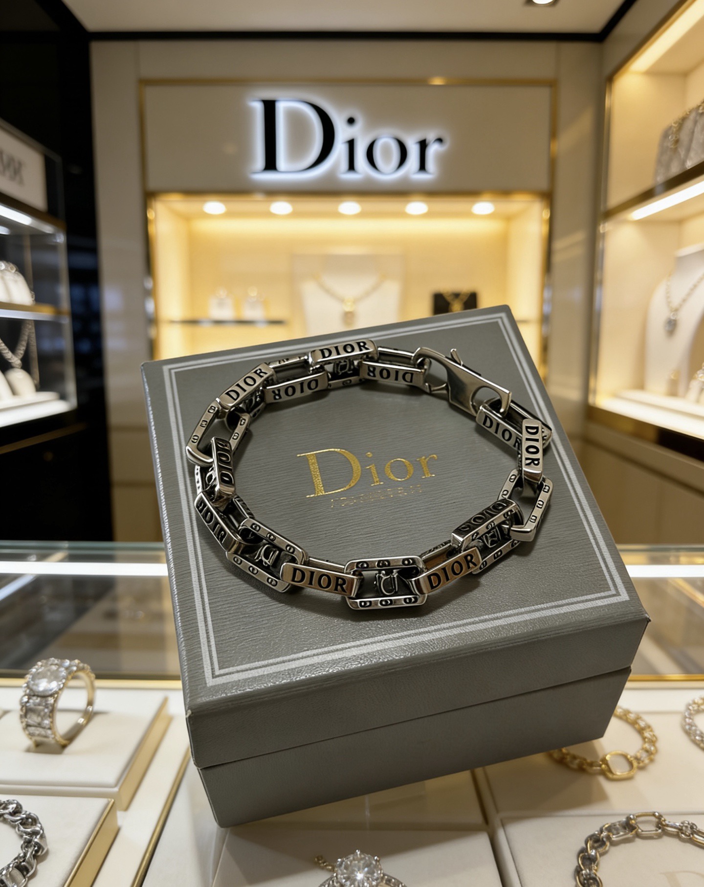 Dior DIOR新款 高品质迪奥手链 新款开模 潮流 男女均可佩戴 同款 摇滚朋克泰银风格 元素 潮流百搭 项链最新款链条档次更高明星 款手链古巴链系列 银手链