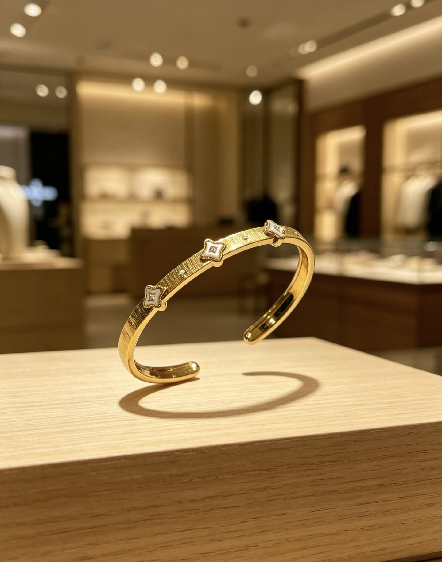NO:896195,Four-leaf clover Van Cleef & Arpels bracelet made of V gold material series. The appearance is perfect, the details are unparalleled, the unique color is completely impeccable, and it is decorated with a classic ring shape design. It is simple yet elegant and eye-catching. The pure handmade combination of V gold is more elegant and elegant. The same style for men and women, fine jewelry, van cleef, bracelet19860909四叶草梵克雅宝手镯V金材质系列 品相完美,细节无敌,那种独特的色泽完全无可挑剔,再缀以经典指环外形设计,简约之余却又优雅夺目,V金纯手工的组合更显气色,上手雅致动人.男女同款,饰品精品,van cleef,bracelet,Jewelry