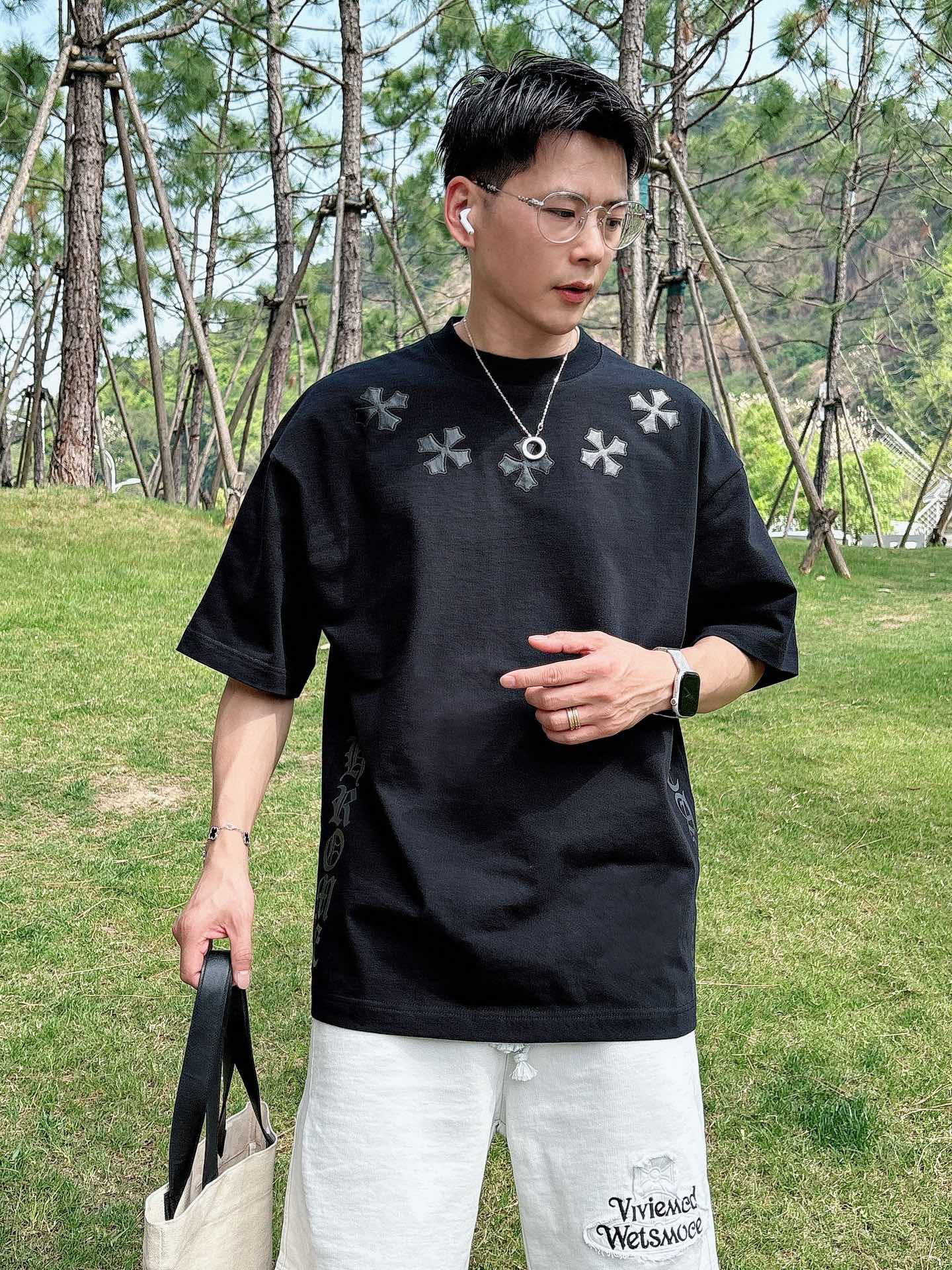  2025SS 克罗心家春夏新款半袖 爆款定制纯棉面料 重工洗水，面料舒适🈶️质感 码数：S-XL