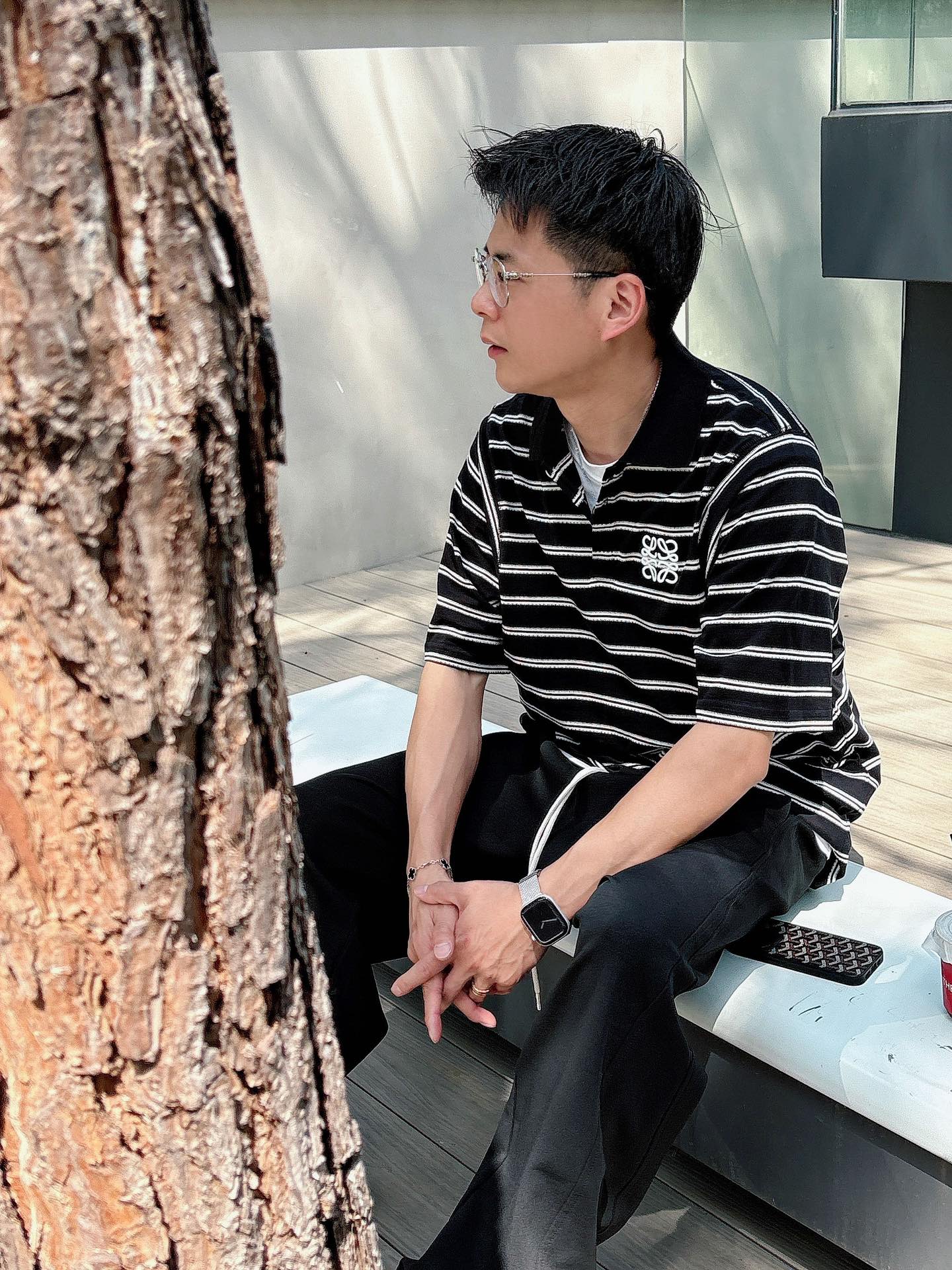  罗家 2025春夏新款高品质条纹Polo 休闲经典刺绣logo 进口面料  上身舒服  尺码：M-2X