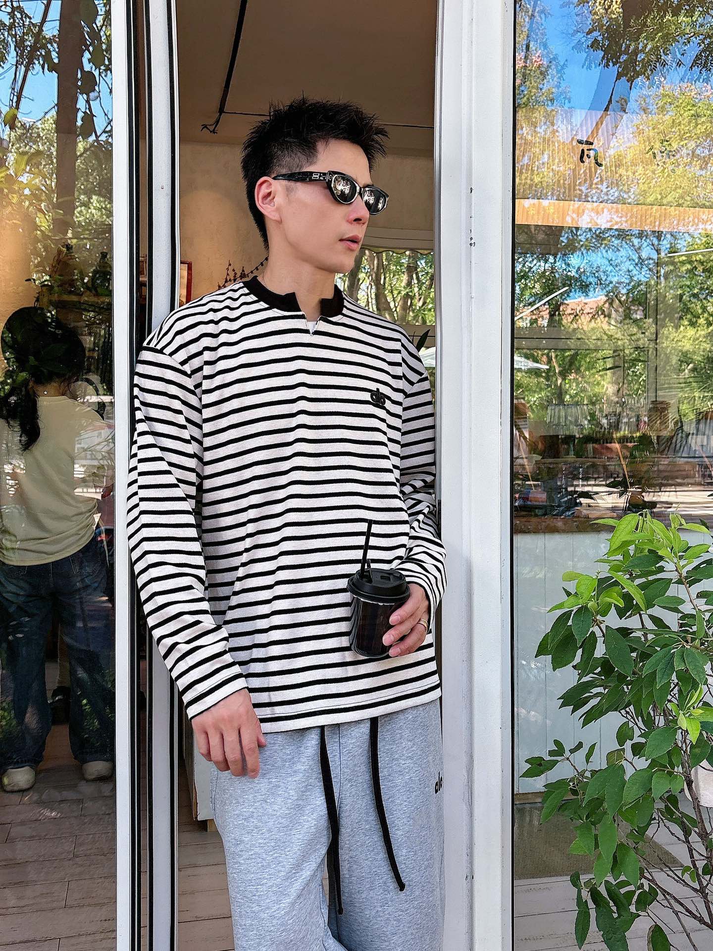 2025SS alo秋冬新款条纹长袖 爆款定制纯棉面料 重工洗水，面料舒适🈶️质感 码数：M-4XL🐑