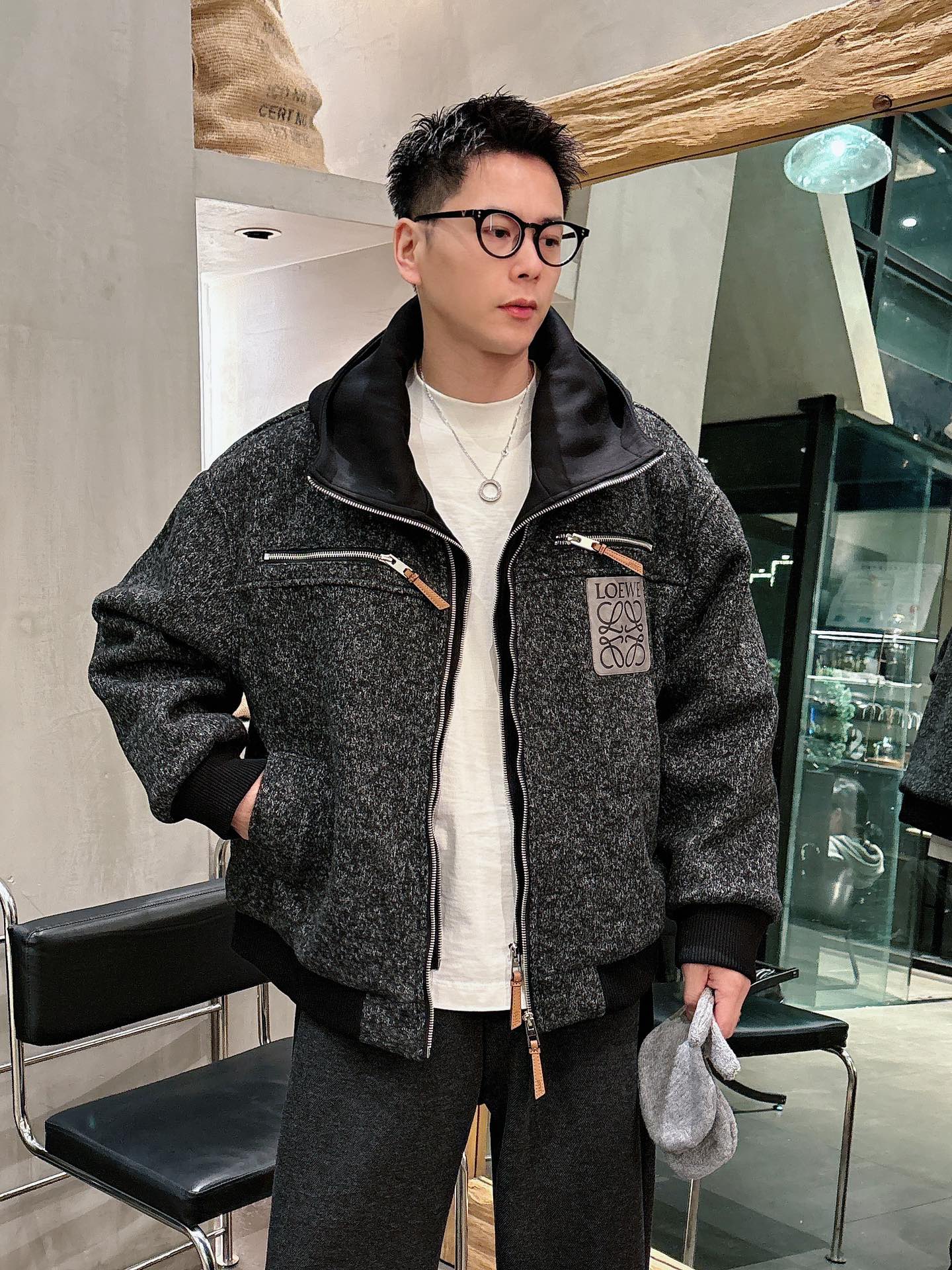 罗意威新款羊毛假两件拉链加毛加厚外套，上身舒适，不挑身材 男女同款，秋冬毛衣，是今年最好看的情侣装，秋冬