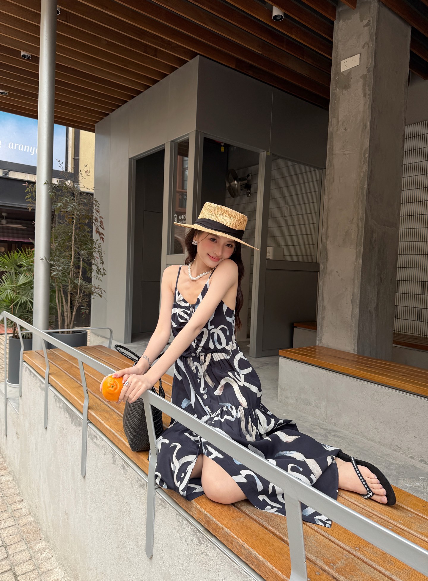 Chanel Navy Silk Logo Print Cami Dress - Dreamy & Elegant Designer Dress