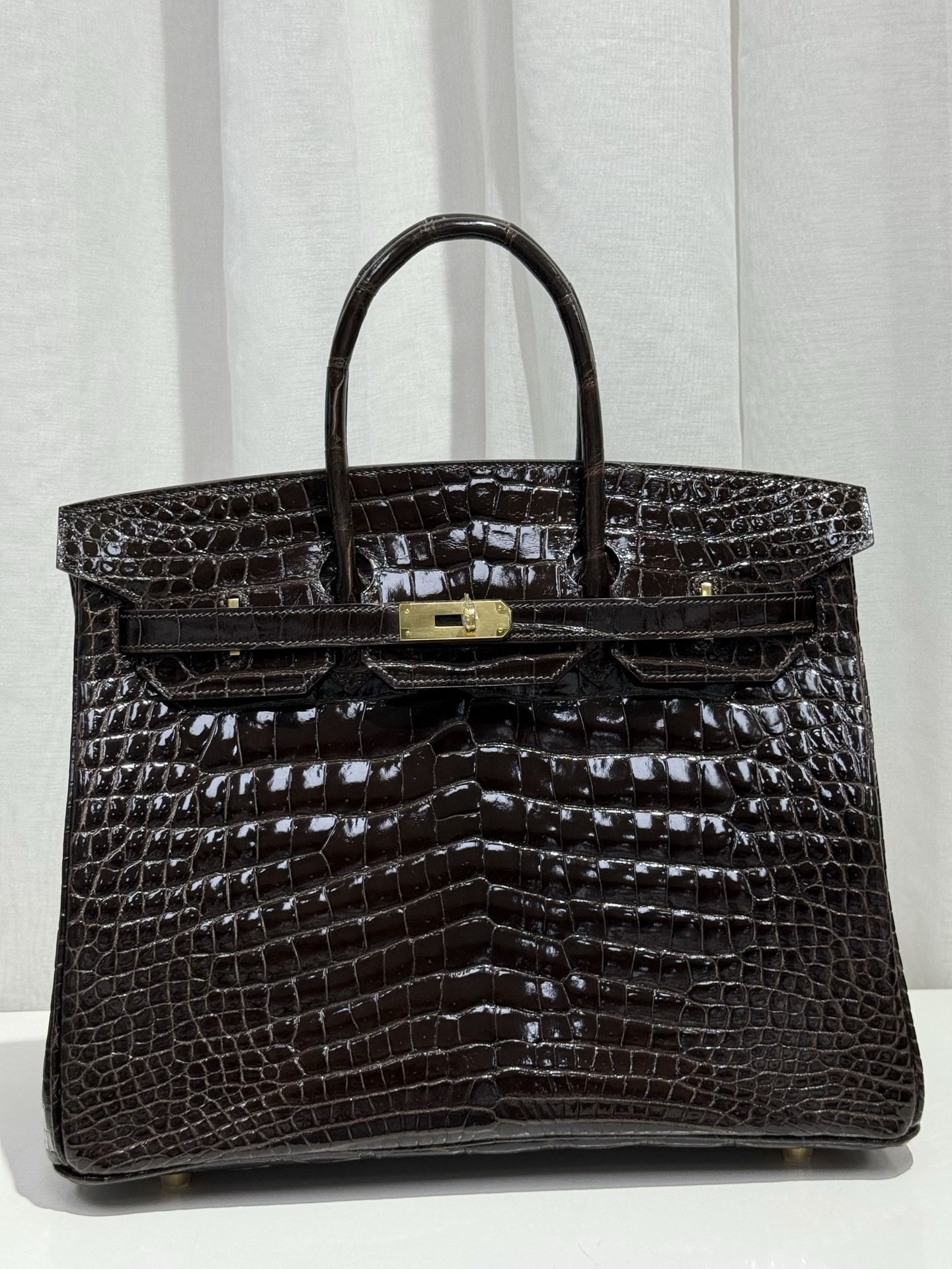 HERMES Birkin35 imported matte American crocodile crocodile leather hand-stitched beeswax thread made from three hides hand-hammered copper nails one-line nails sheepskin lining exotic leather custom style