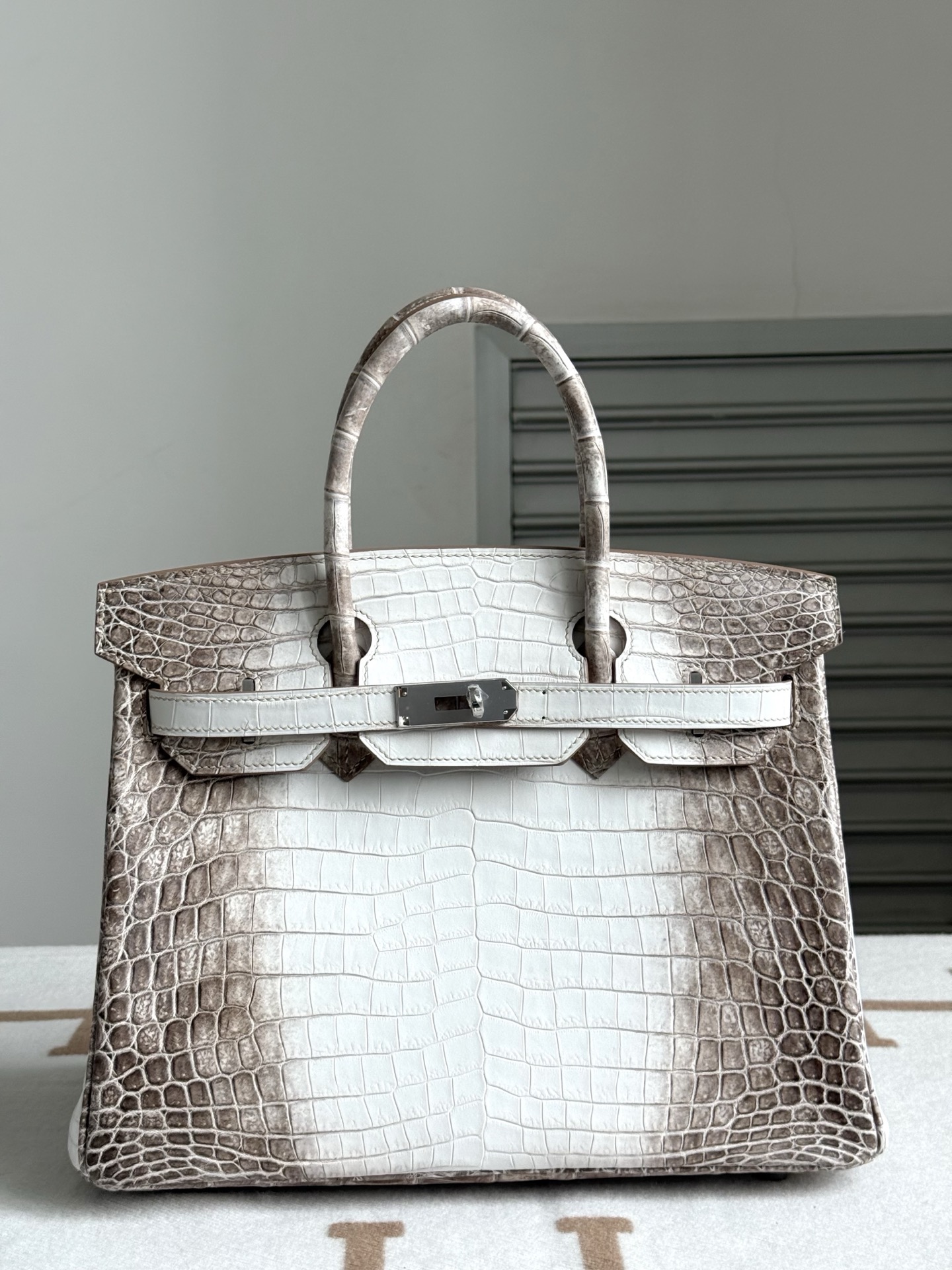 Hermès high-end player rare leather birkin30 imported Singapore Xinglong leather Himalayan silver buckle, three pieces of leather open to the cab