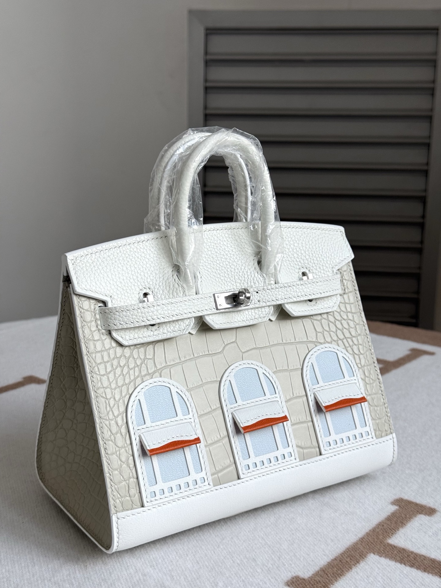 Hermes Birkin White croc-embossed leather 20cm everyday