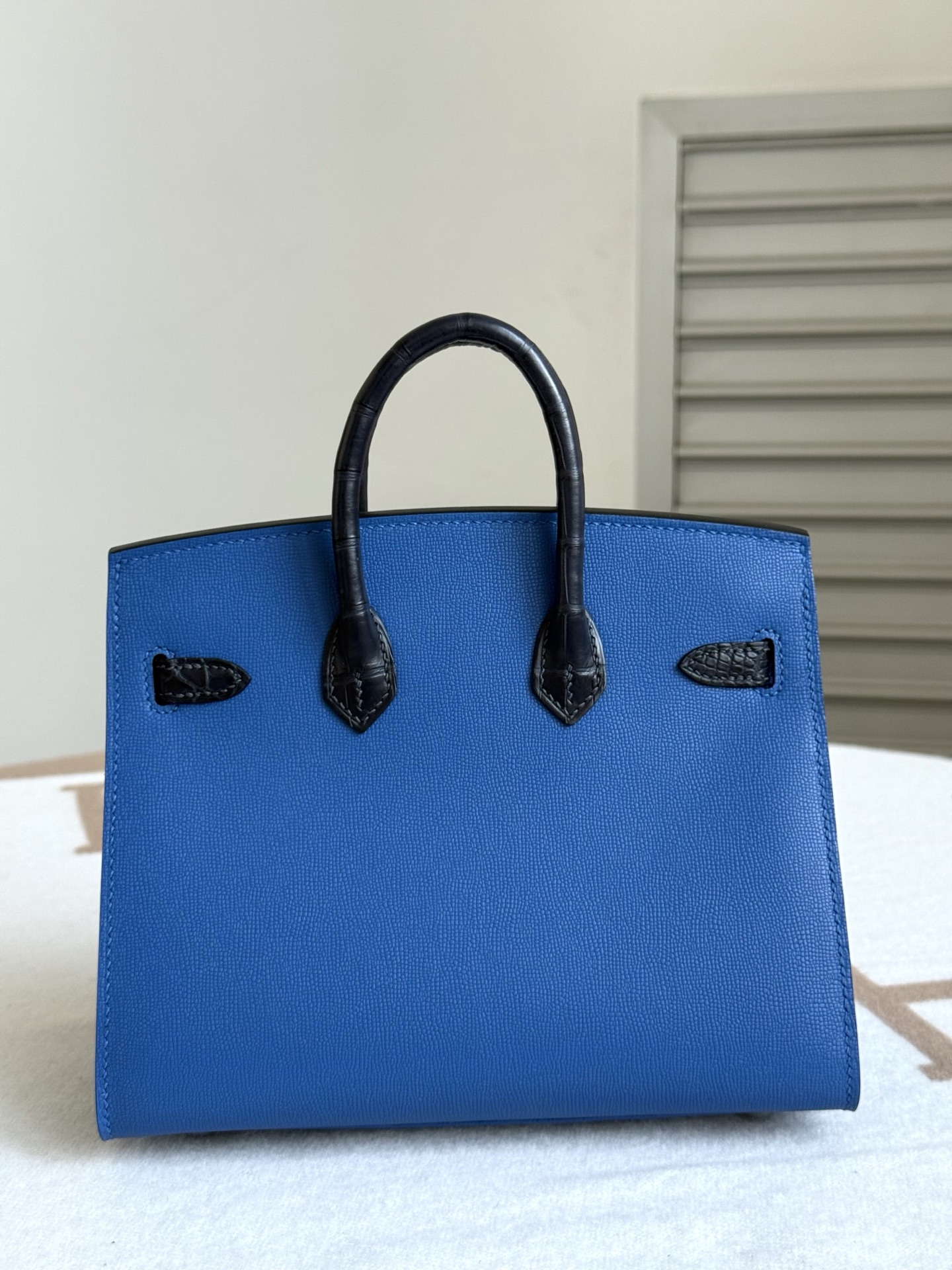 Hermes Birkin Blue and Black Croc-embossed leather 20 everyday