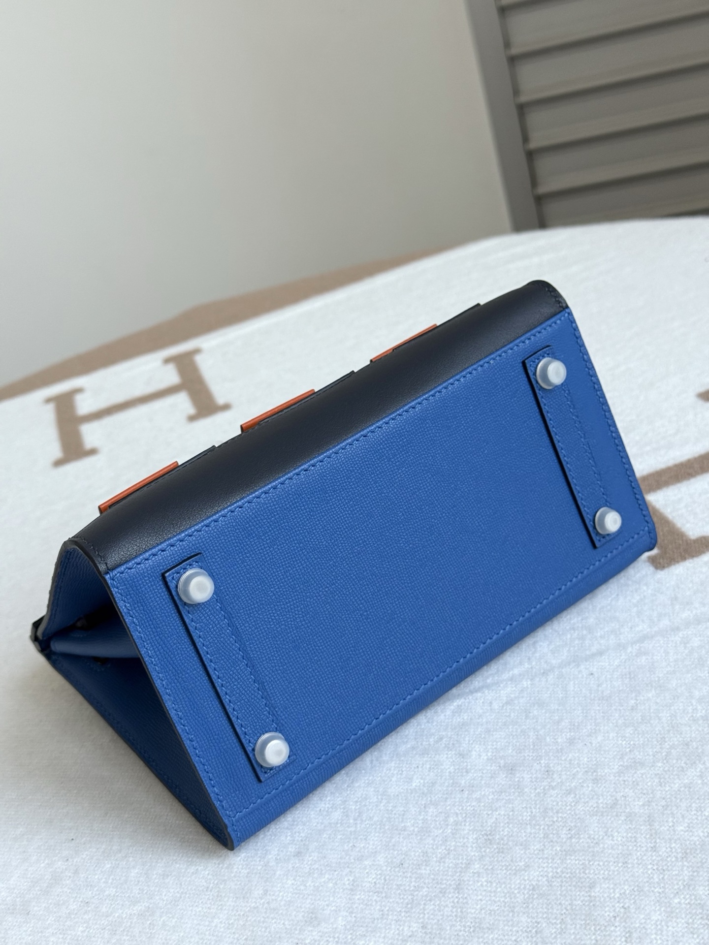 Hermes Birkin Blue and Black Croc-embossed leather 20 everyday