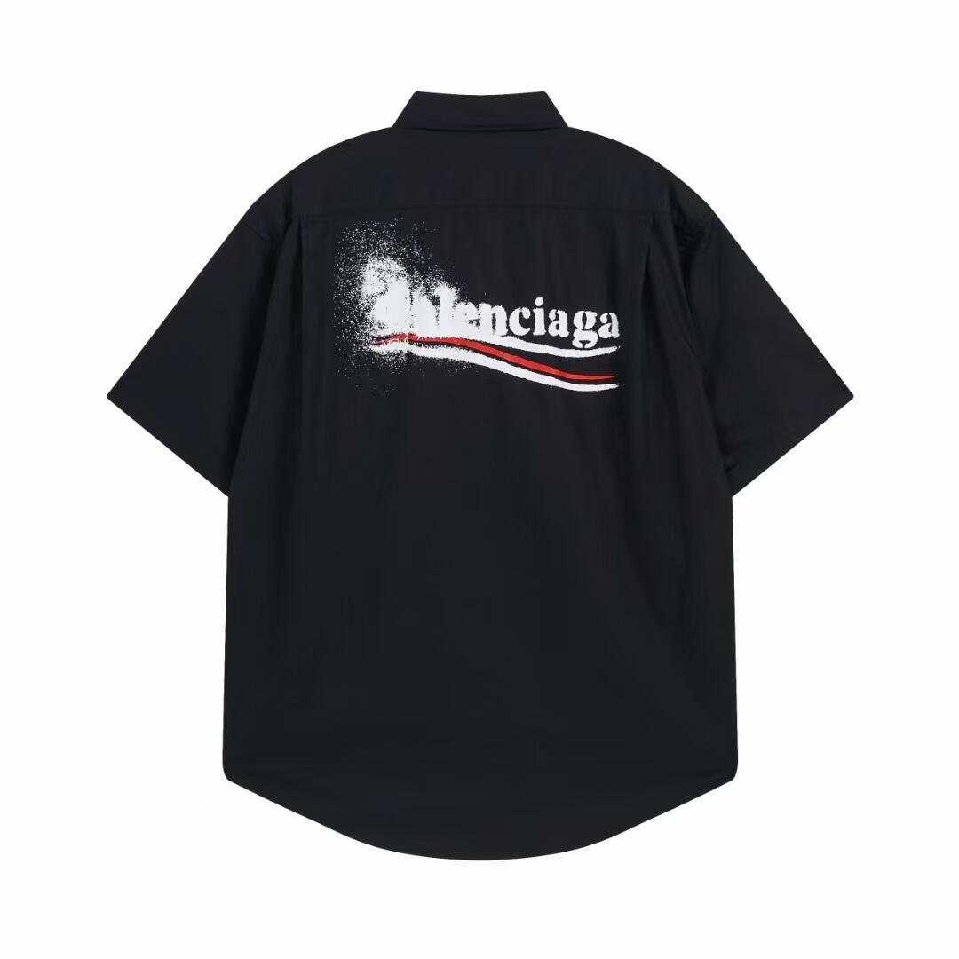 Balenciaga模糊容解可乐直喷印花短袖衬衫・快適な着心地